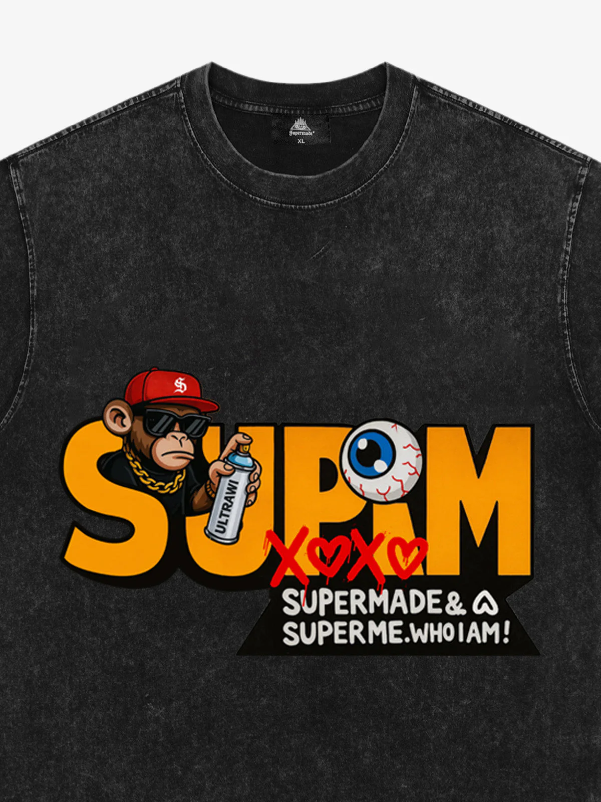 SUPM Trendy Hip-Hop Monkey Graffiti Font T-Shirt - Image 11