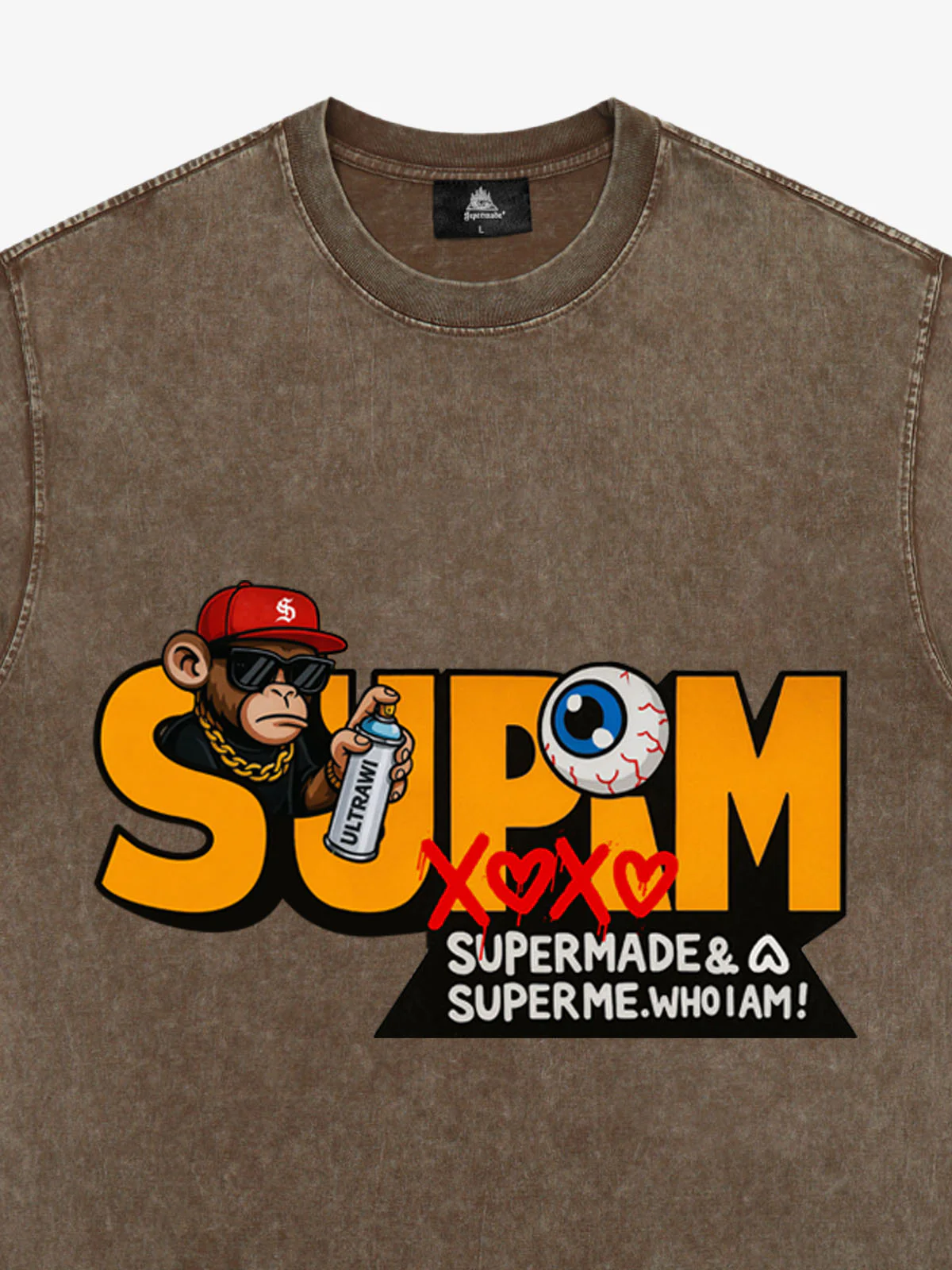 SUPM Trendy Hip-Hop Monkey Graffiti Font T-Shirt - Image 12