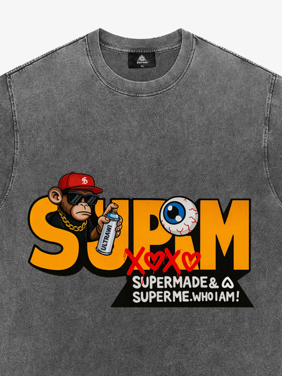SUPM Trendy Hip-Hop Monkey Graffiti Font T-Shirt - Image 13