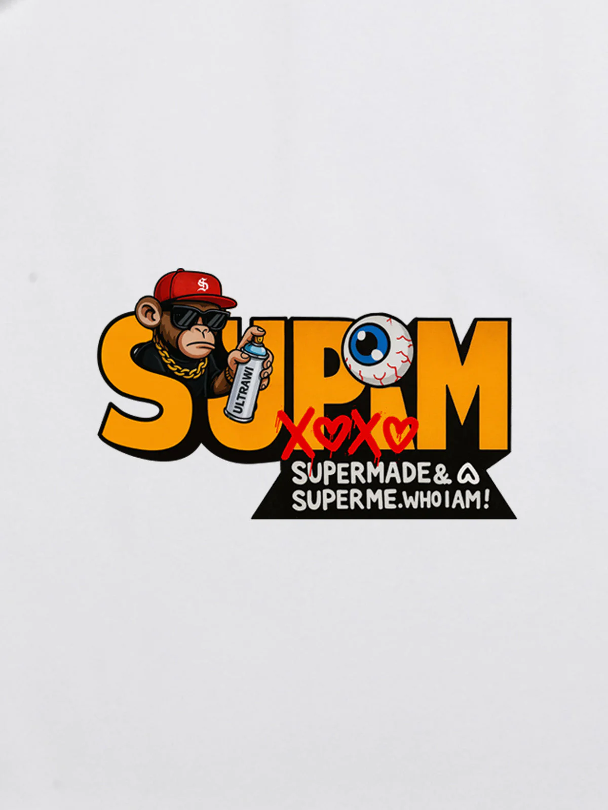 SUPM Trendy Hip-Hop Monkey Graffiti Font T-Shirt - Image 15