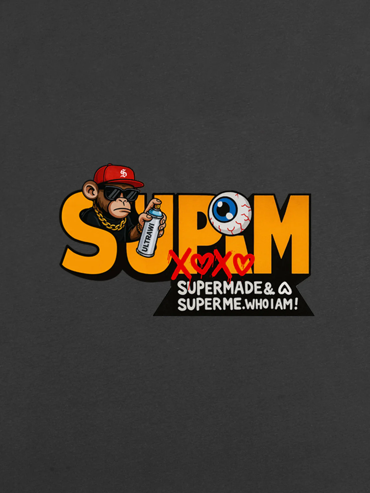 SUPM Trendy Hip-Hop Monkey Graffiti Font T-Shirt - Image 16