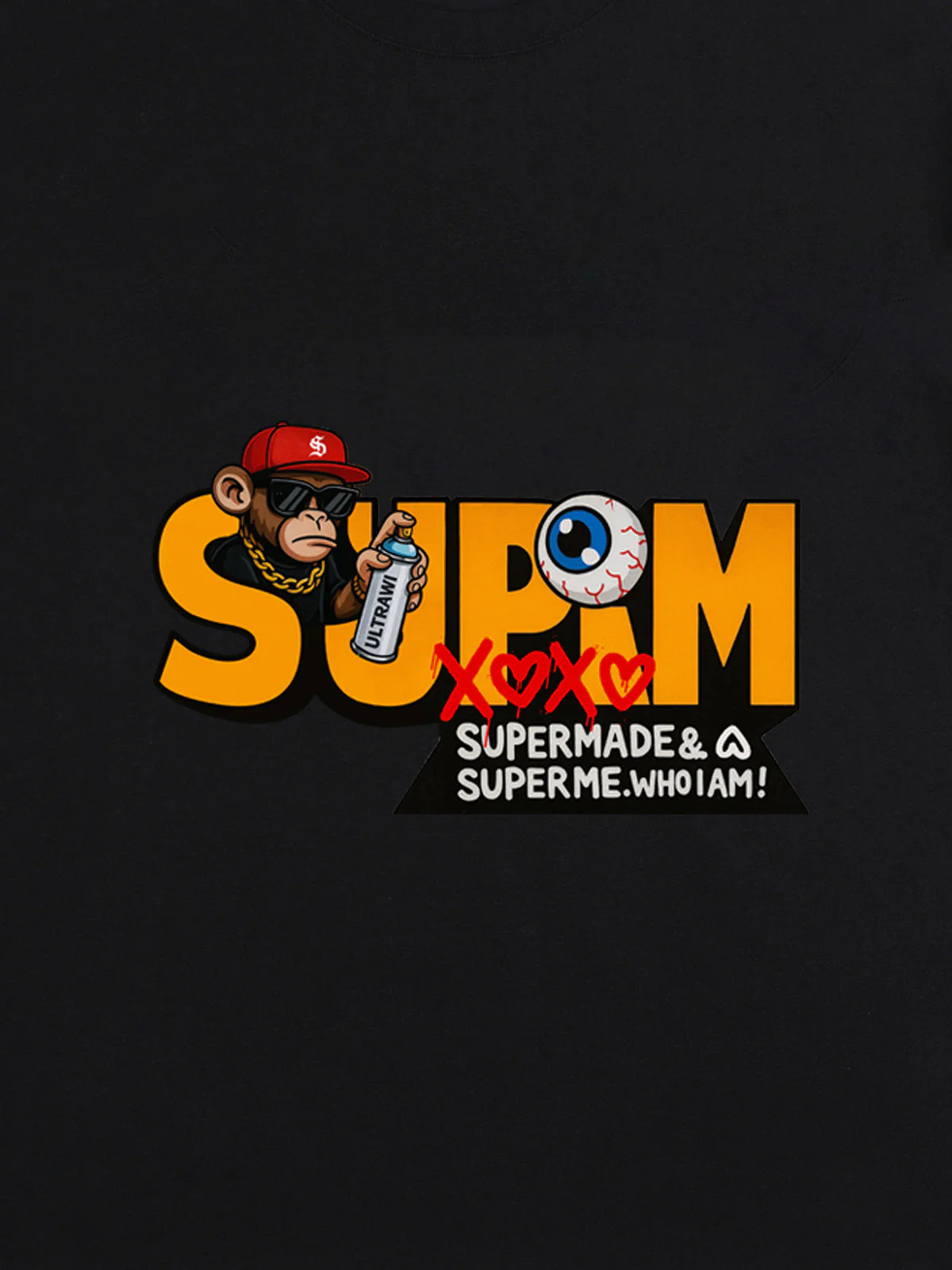 SUPM Trendy Hip-Hop Monkey Graffiti Font T-Shirt - Image 17