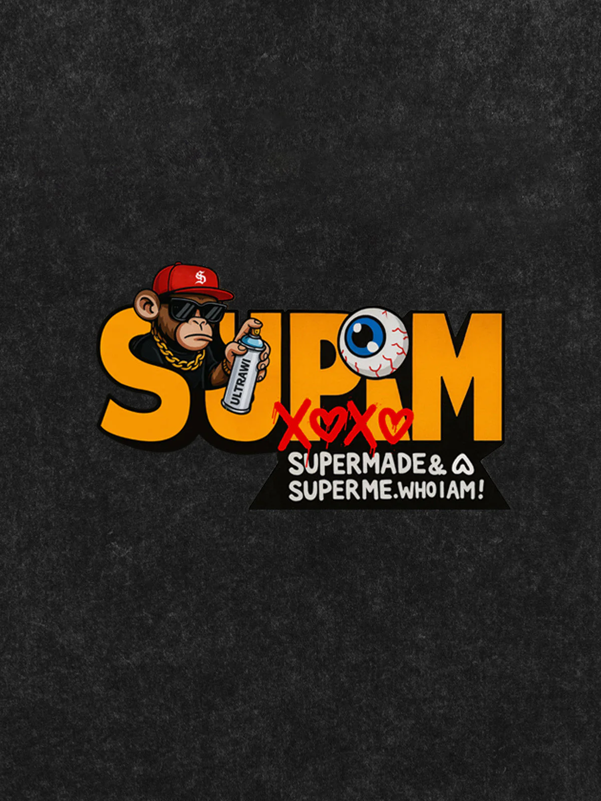 SUPM Trendy Hip-Hop Monkey Graffiti Font T-Shirt - Image 18