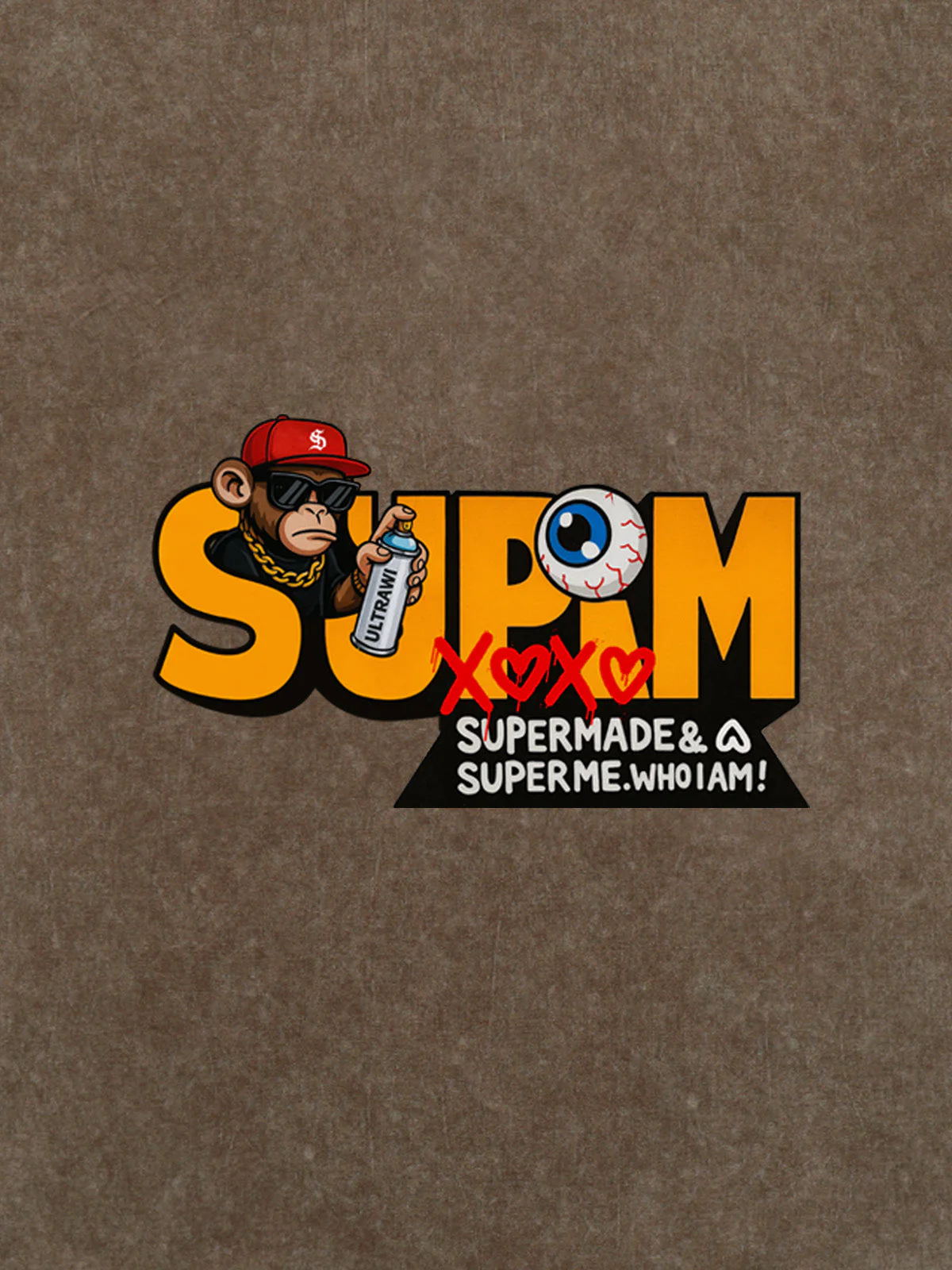 SUPM Trendy Hip-Hop Monkey Graffiti Font T-Shirt - Image 19