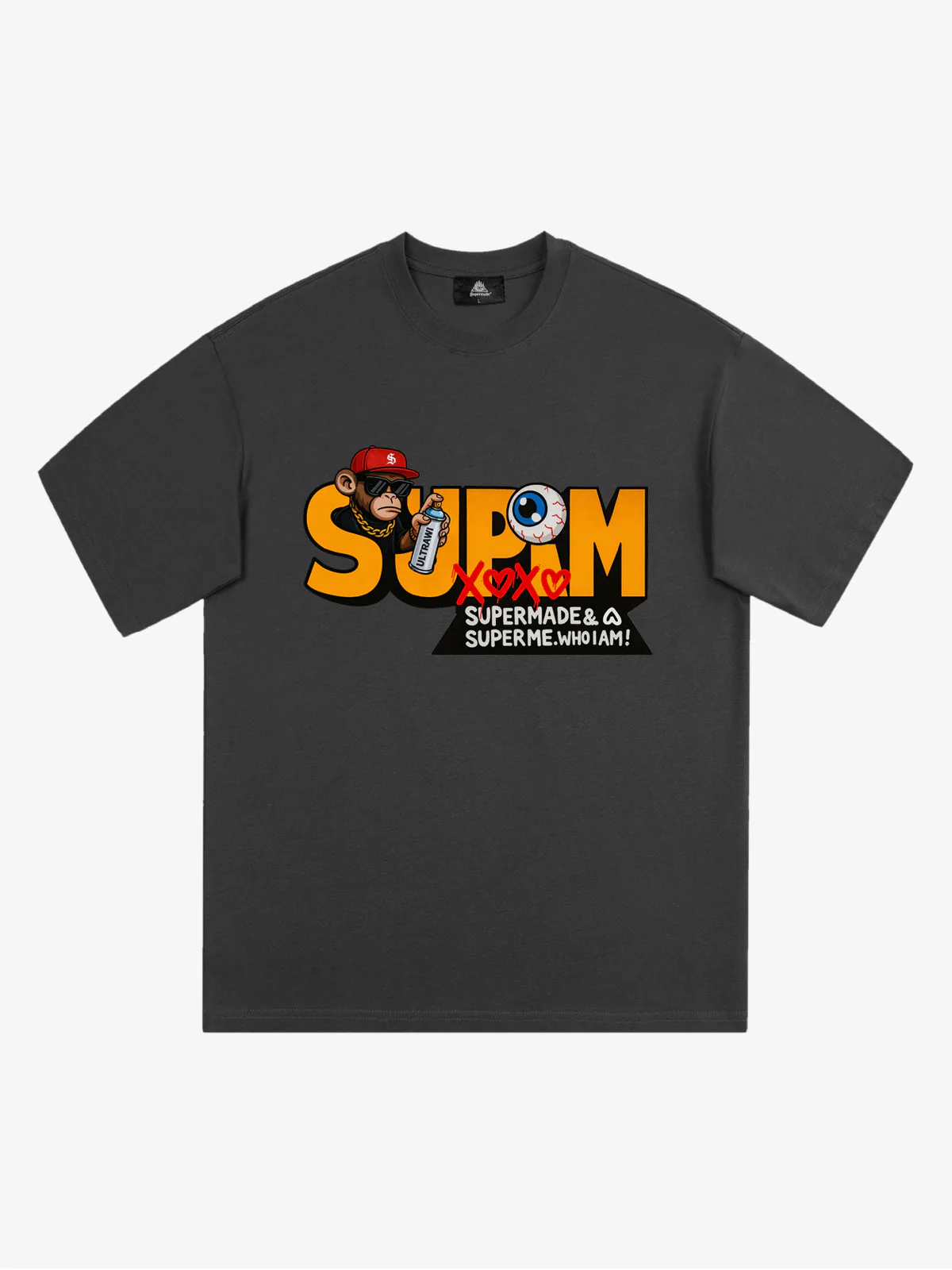 SUPM Trendy Hip-Hop Monkey Graffiti Font T-Shirt - Image 2