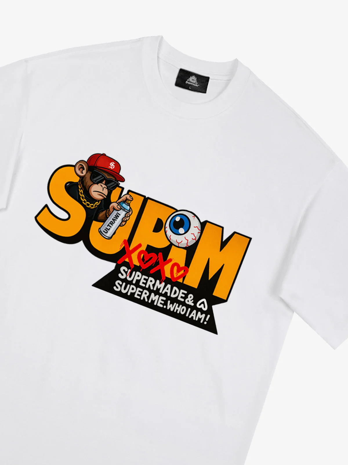 SUPM Trendy Hip-Hop Monkey Graffiti Font T-Shirt - Image 22