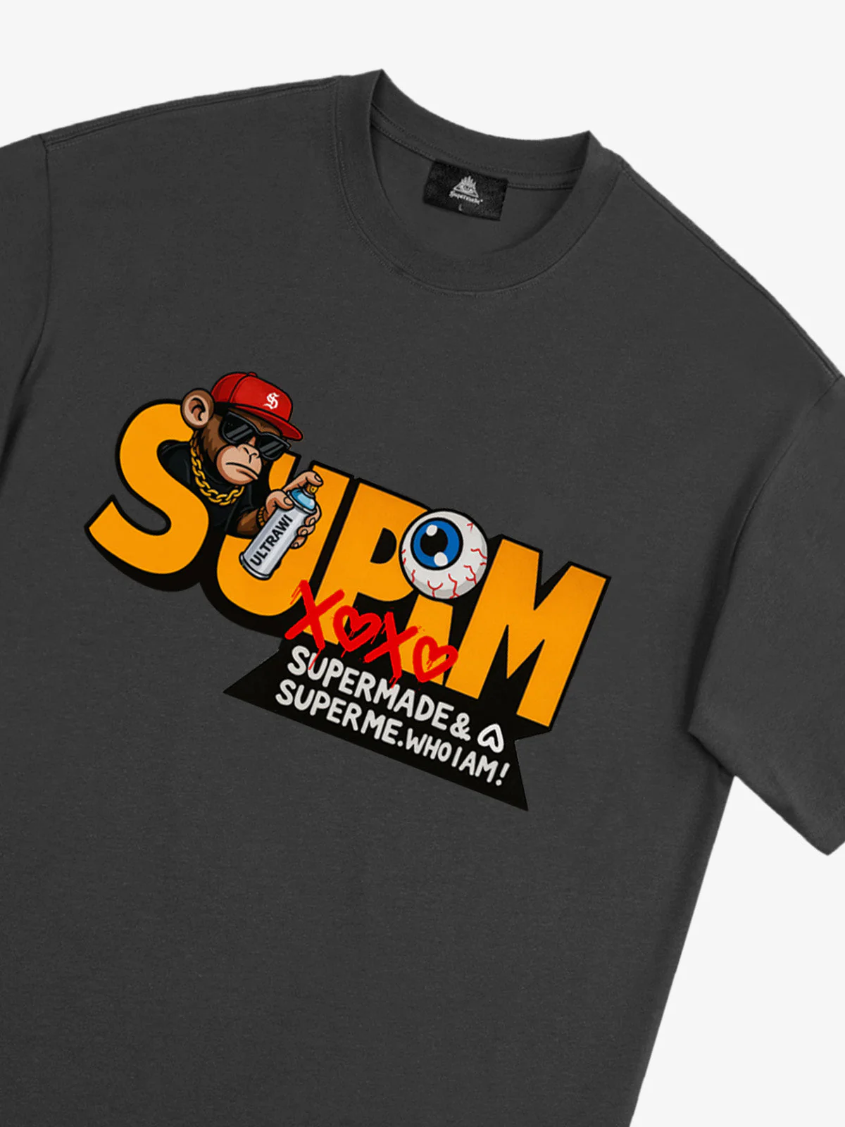 SUPM Trendy Hip-Hop Monkey Graffiti Font T-Shirt - Image 23