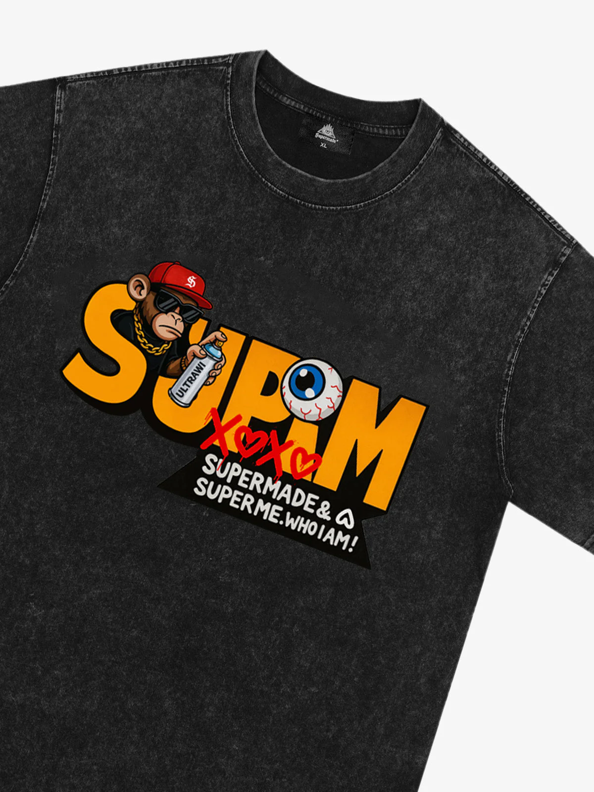 SUPM Trendy Hip-Hop Monkey Graffiti Font T-Shirt - Image 25