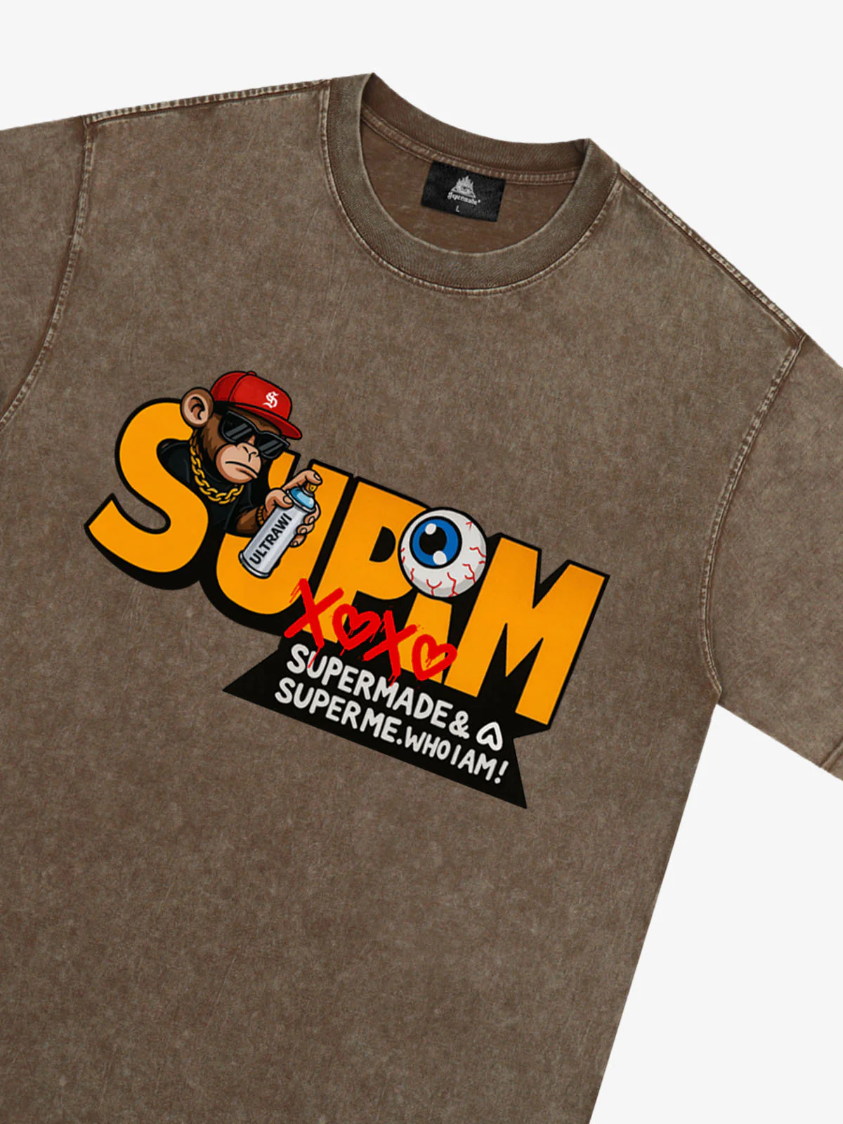 SUPM Trendy Hip-Hop Monkey Graffiti Font T-Shirt - Image 26