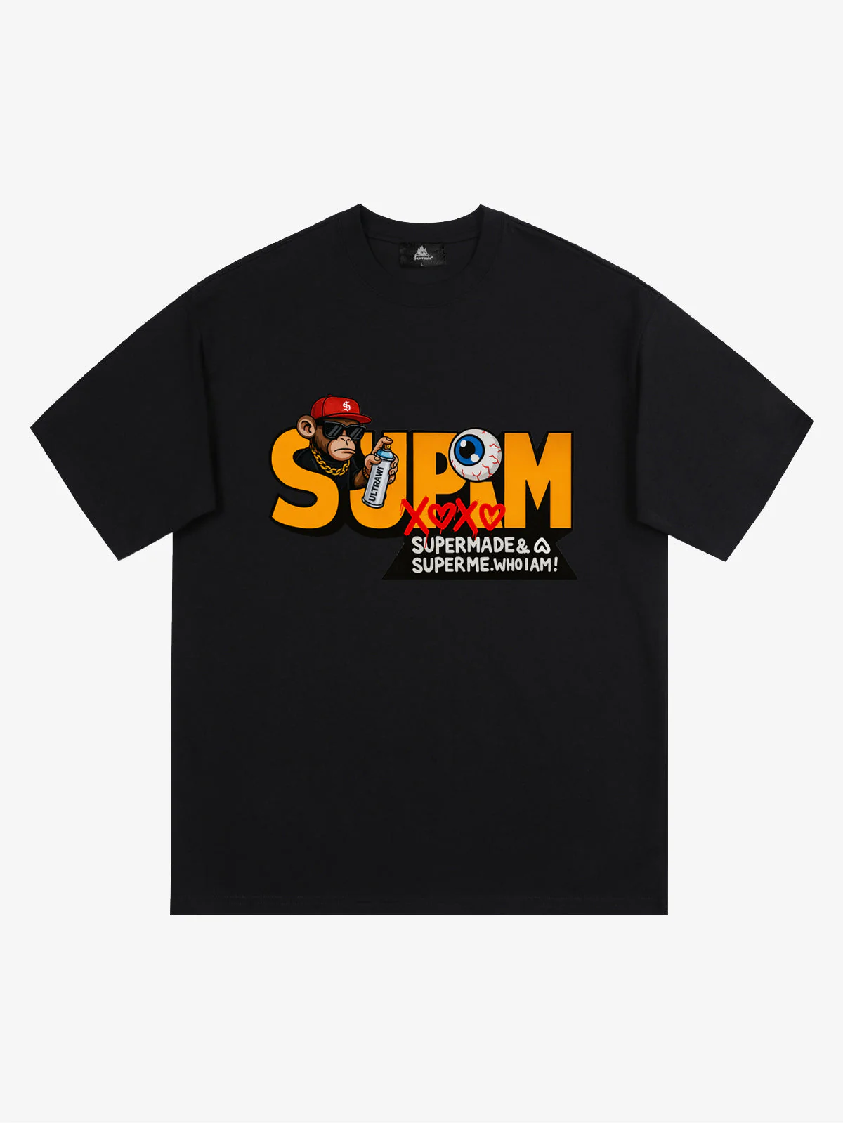SUPM Trendy Hip-Hop Monkey Graffiti Font T-Shirt - Image 3