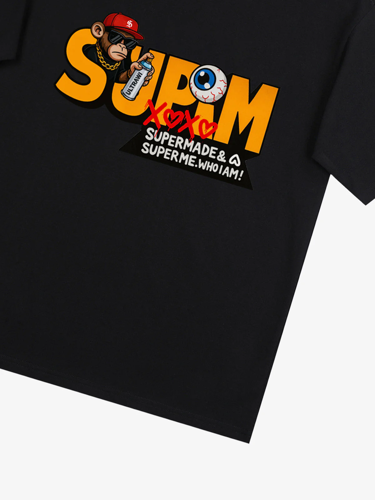 SUPM Trendy Hip-Hop Monkey Graffiti Font T-Shirt - Image 31
