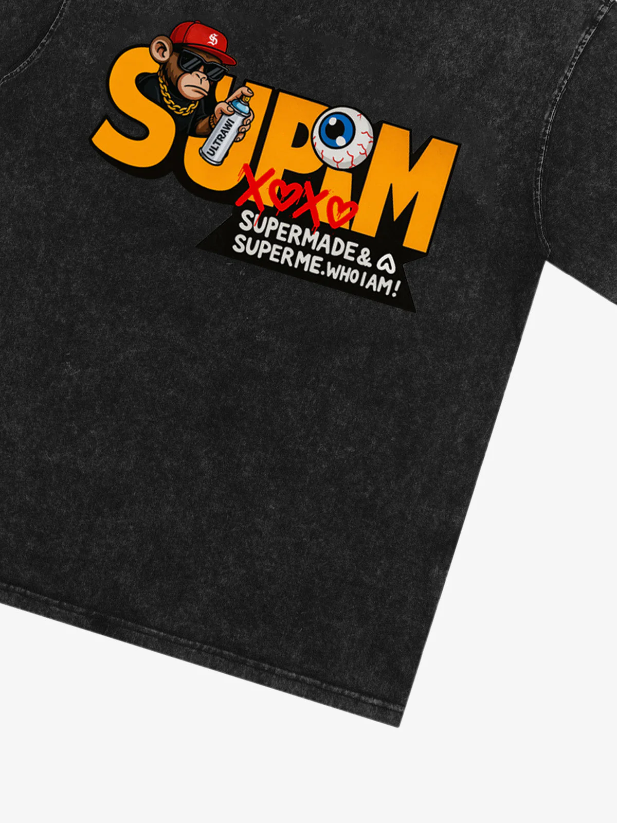 SUPM Trendy Hip-Hop Monkey Graffiti Font T-Shirt - Image 32
