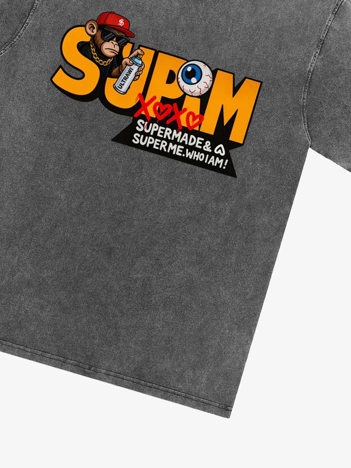 SUPM Trendy Hip-Hop Monkey Graffiti Font T-Shirt - Image 34