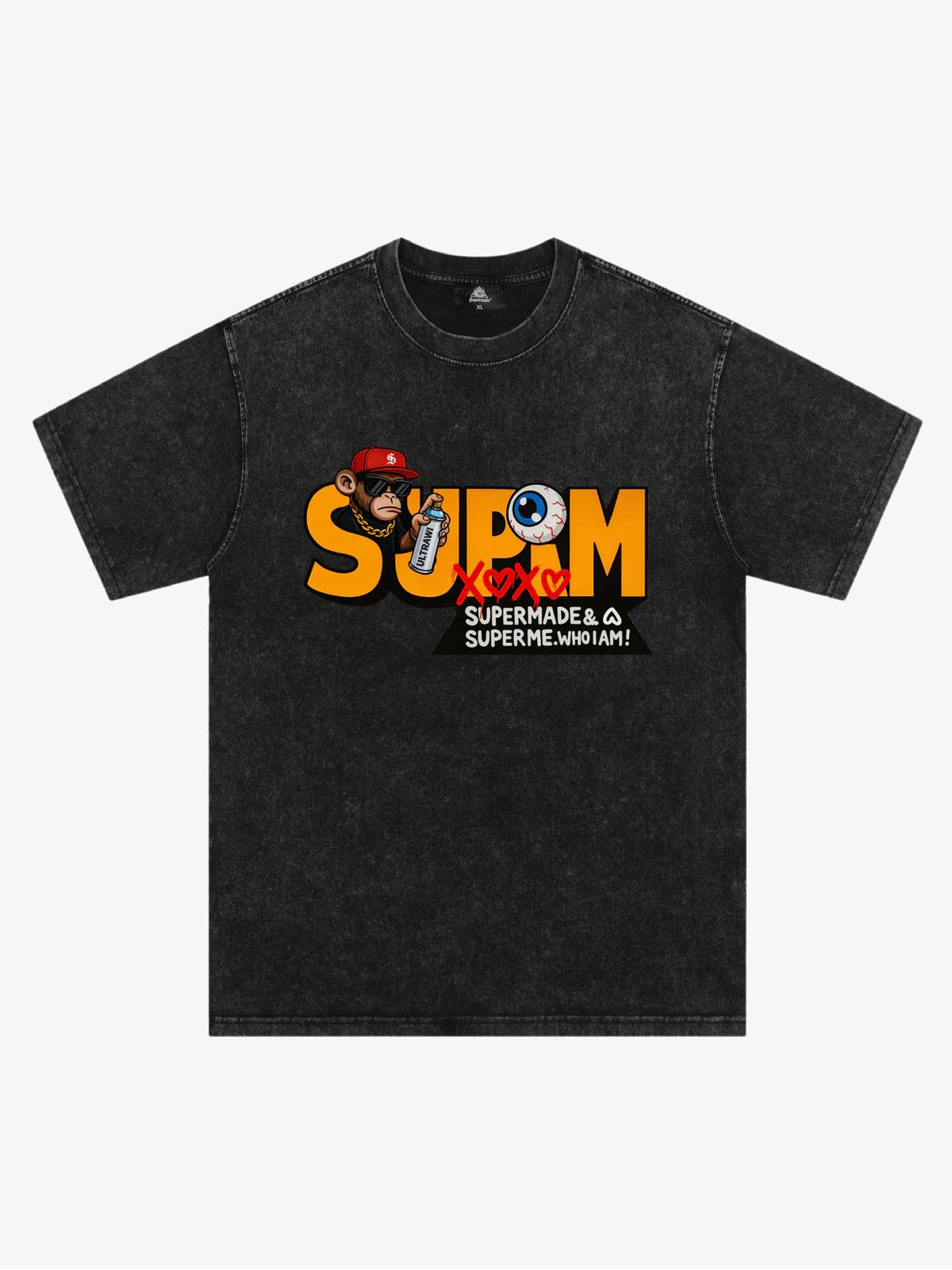 SUPM Trendy Hip-Hop Monkey Graffiti Font T-Shirt - Image 4