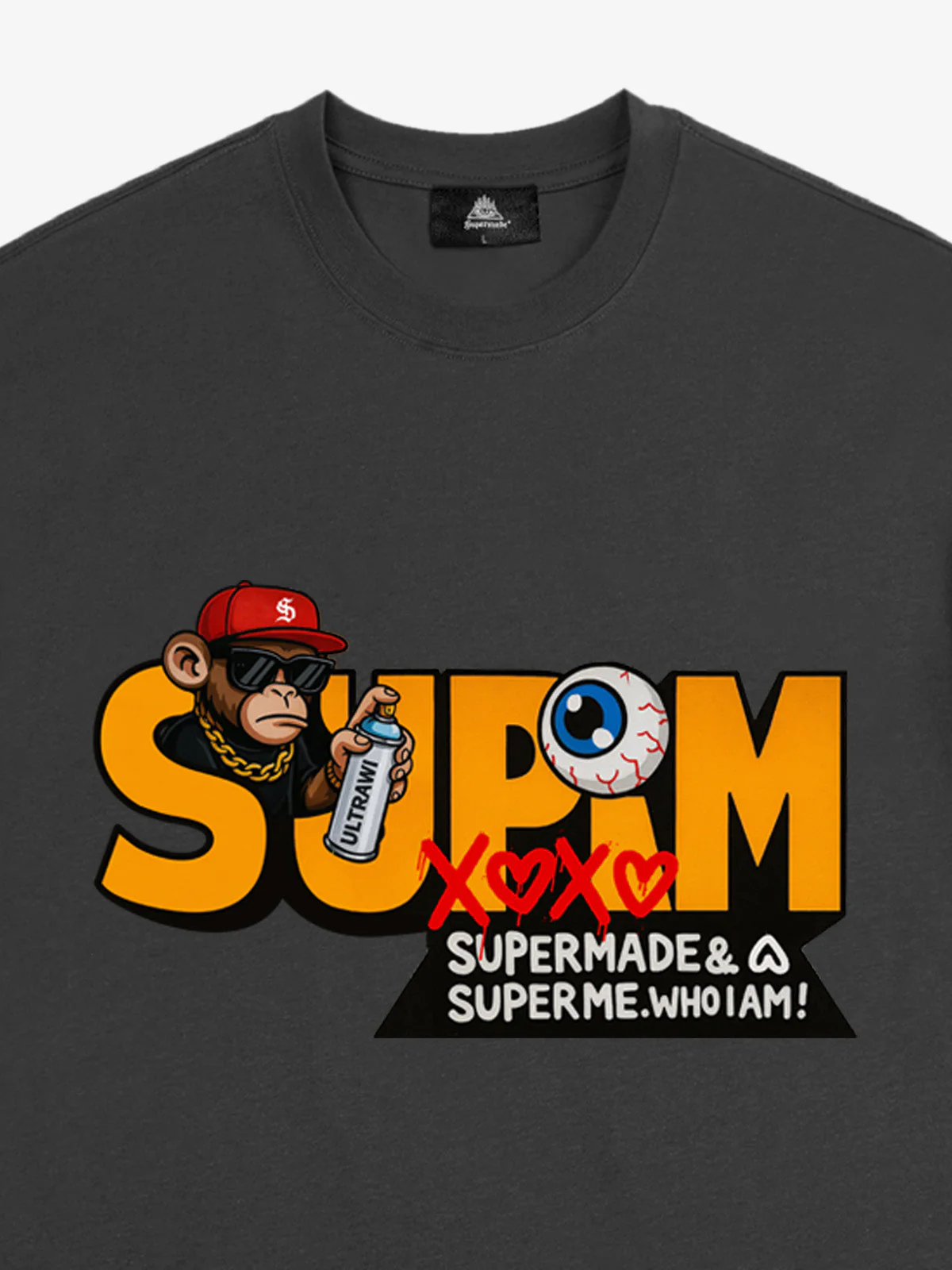 SUPM Trendy Hip-Hop Monkey Graffiti Font T-Shirt - Image 9