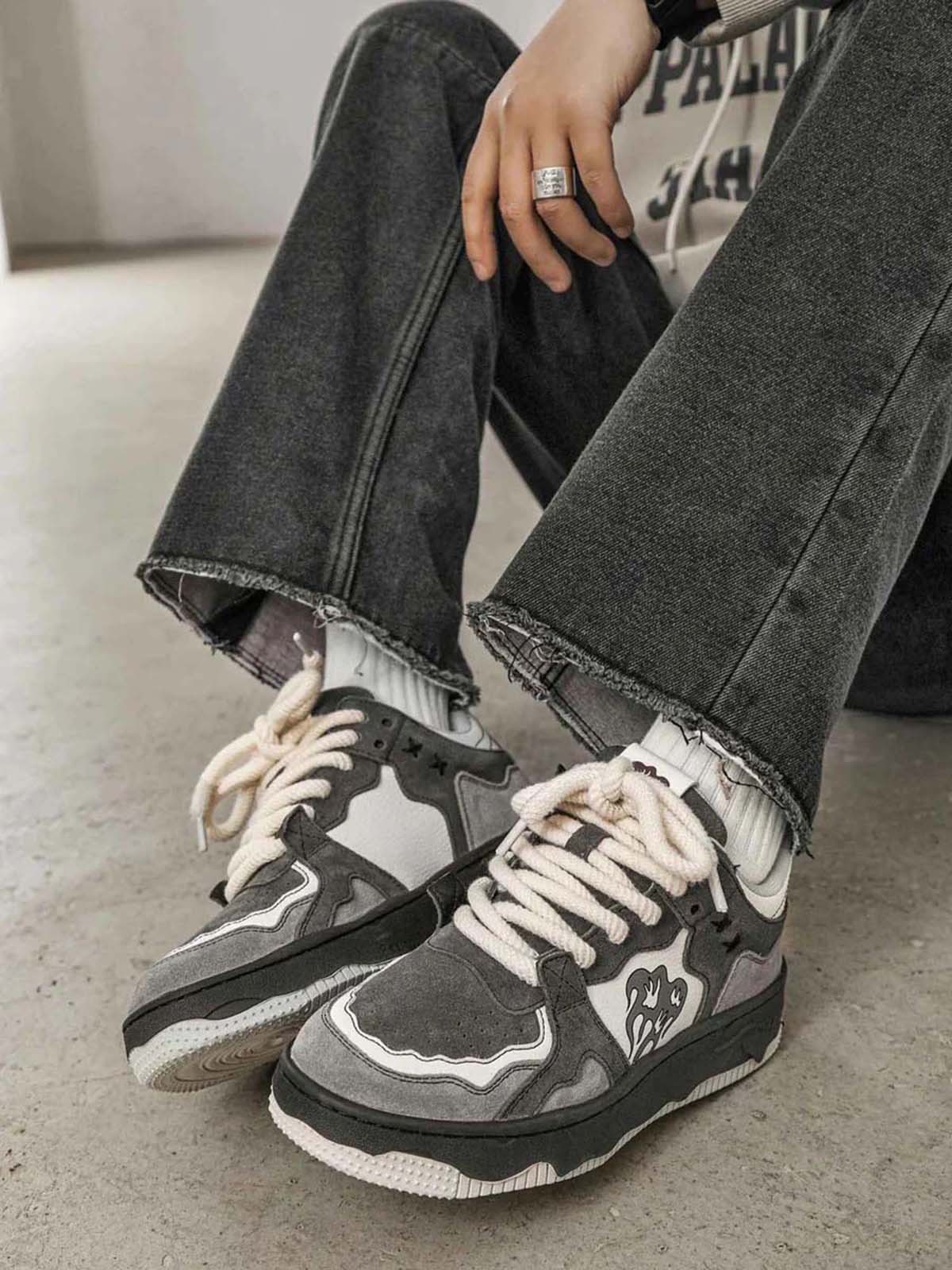 Monochrome Shadowwave Heavy-Duty Street Sneakers-1507 - Image 6