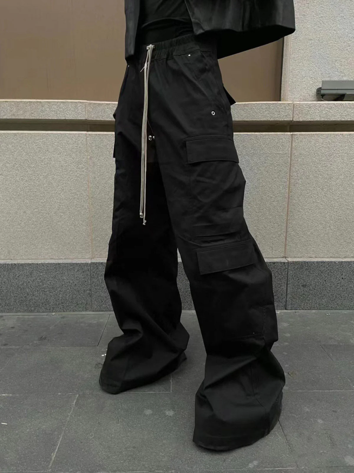 Woven Multi-Pocket Baggy Flared Pants - 2321 - Image 5