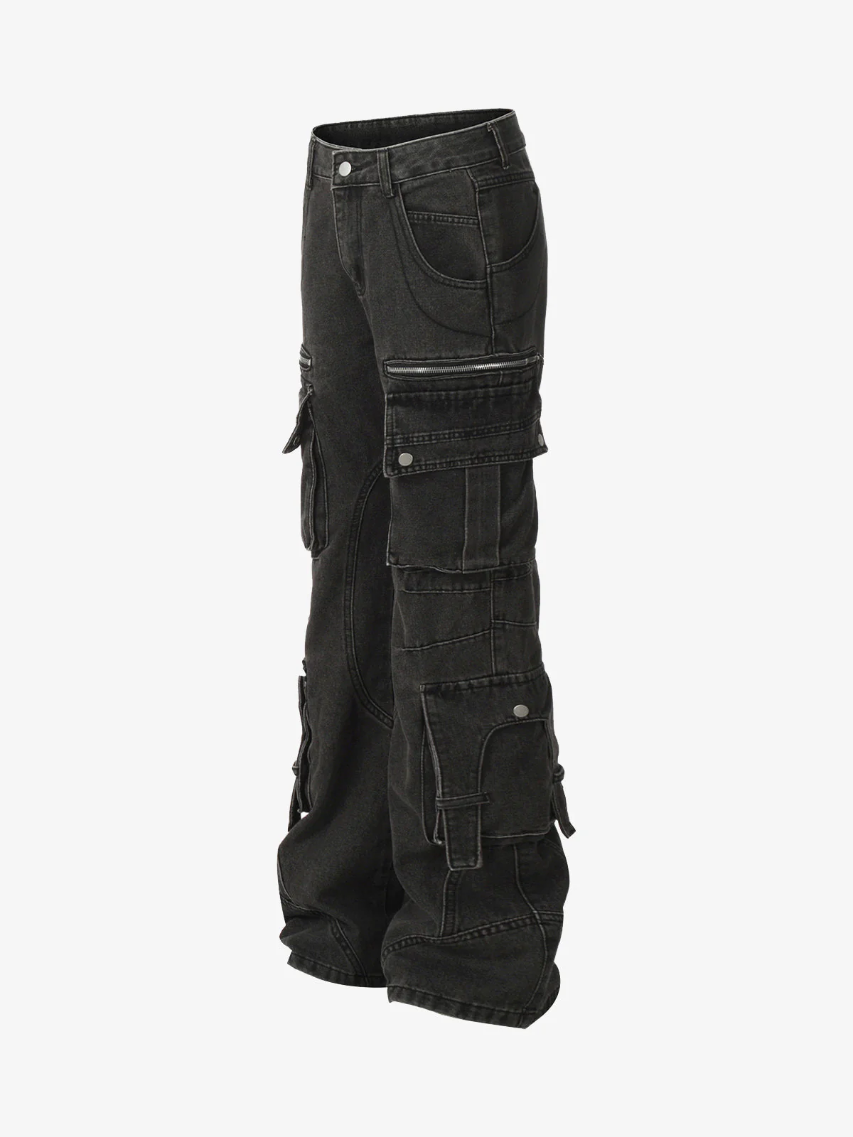 Washed Multi-Pocket Bootcut Jeans - Image 2