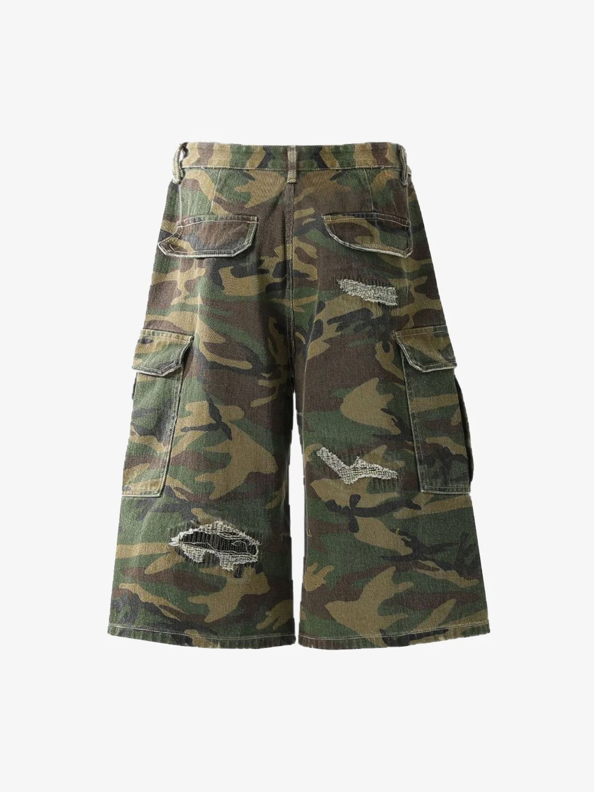 Retro Ripped Camouflage Cropped Jorts - 2387 - Image 6