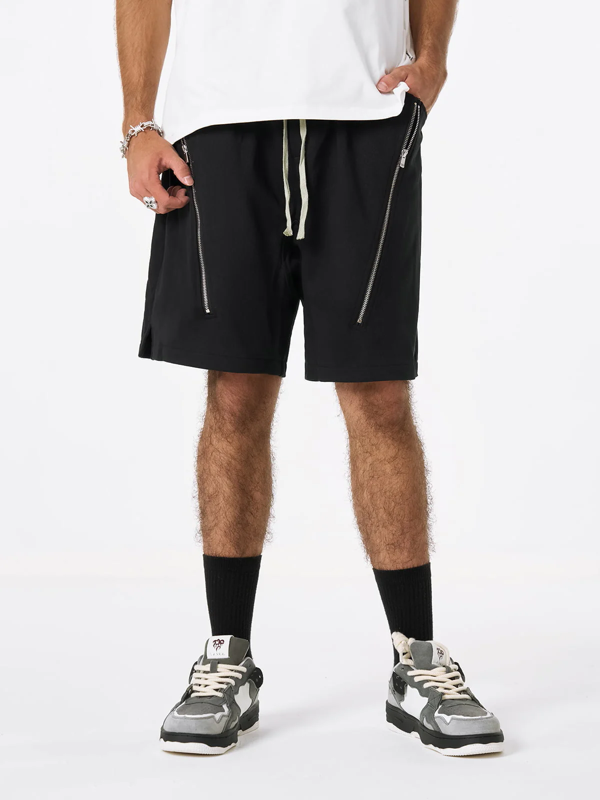 Retro Functional Zipper Slit Jort - Image 4