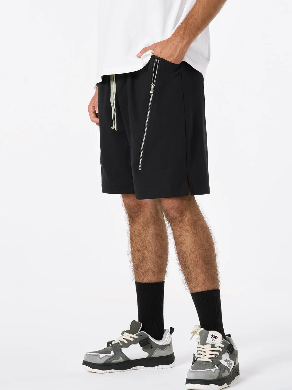 Retro Functional Zipper Slit Jort - Image 5