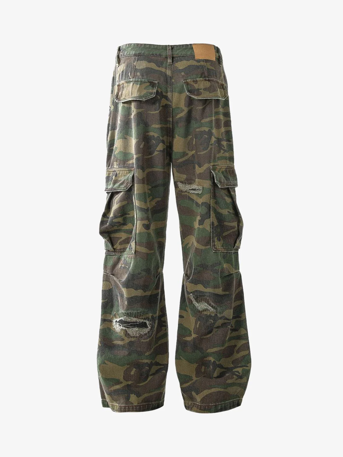 Woven Ripped Camouflage Flared Cargo Pants - 2410 - Image 12