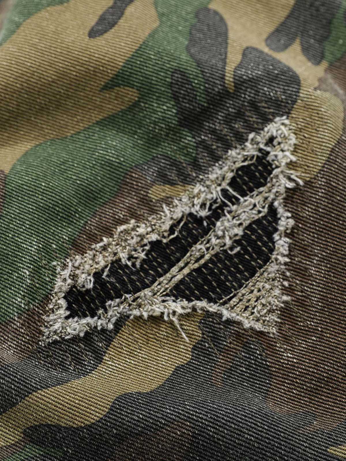 Woven Ripped Camouflage Flared Cargo Pants - 2410 - Image 16