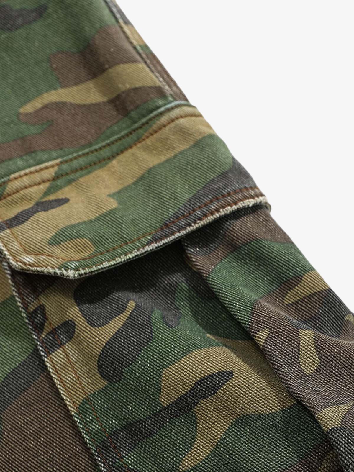 Woven Ripped Camouflage Flared Cargo Pants - 2410 - Image 17