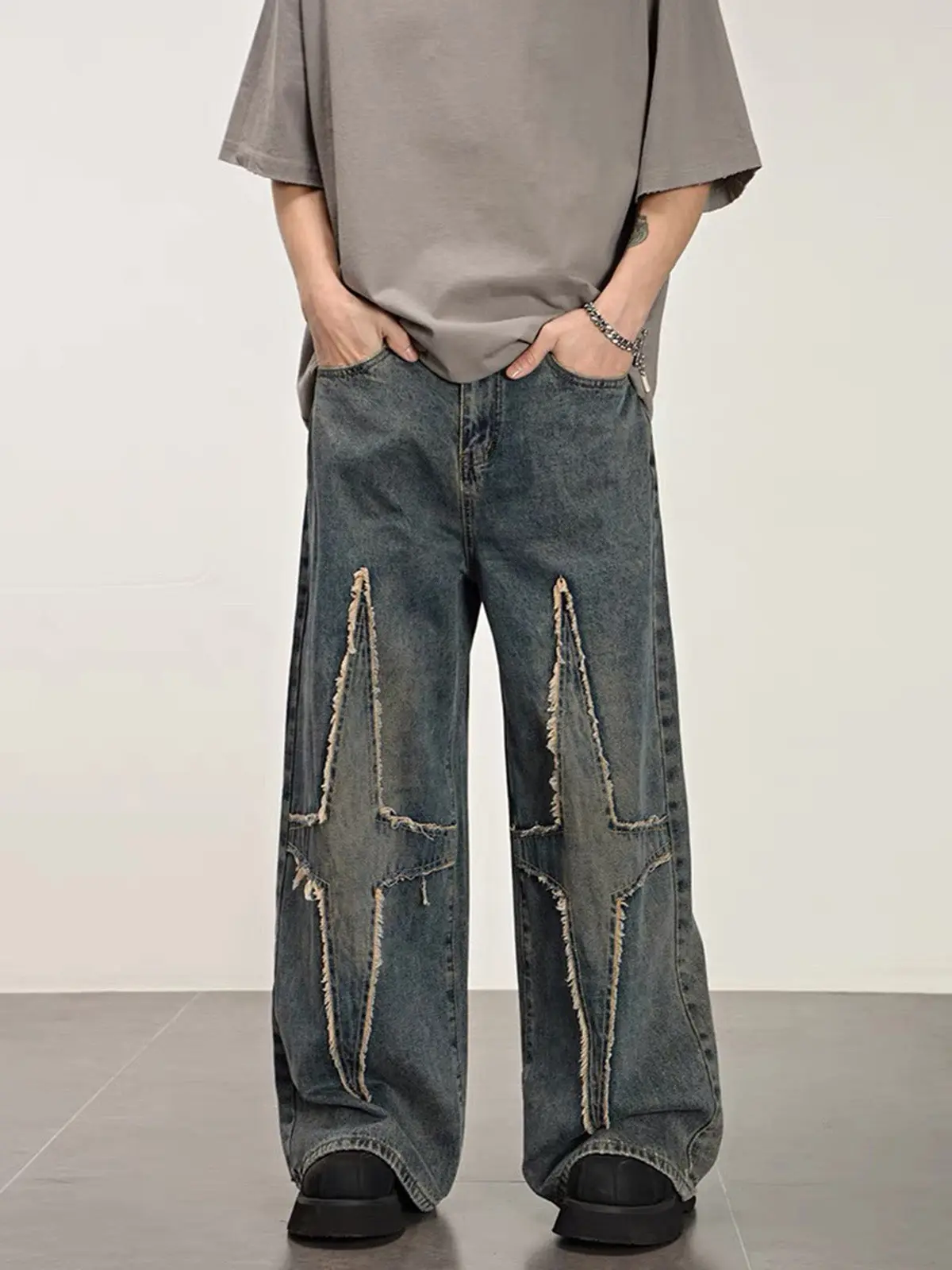 High Street Star Washed Jeans - 2150 - Image 3