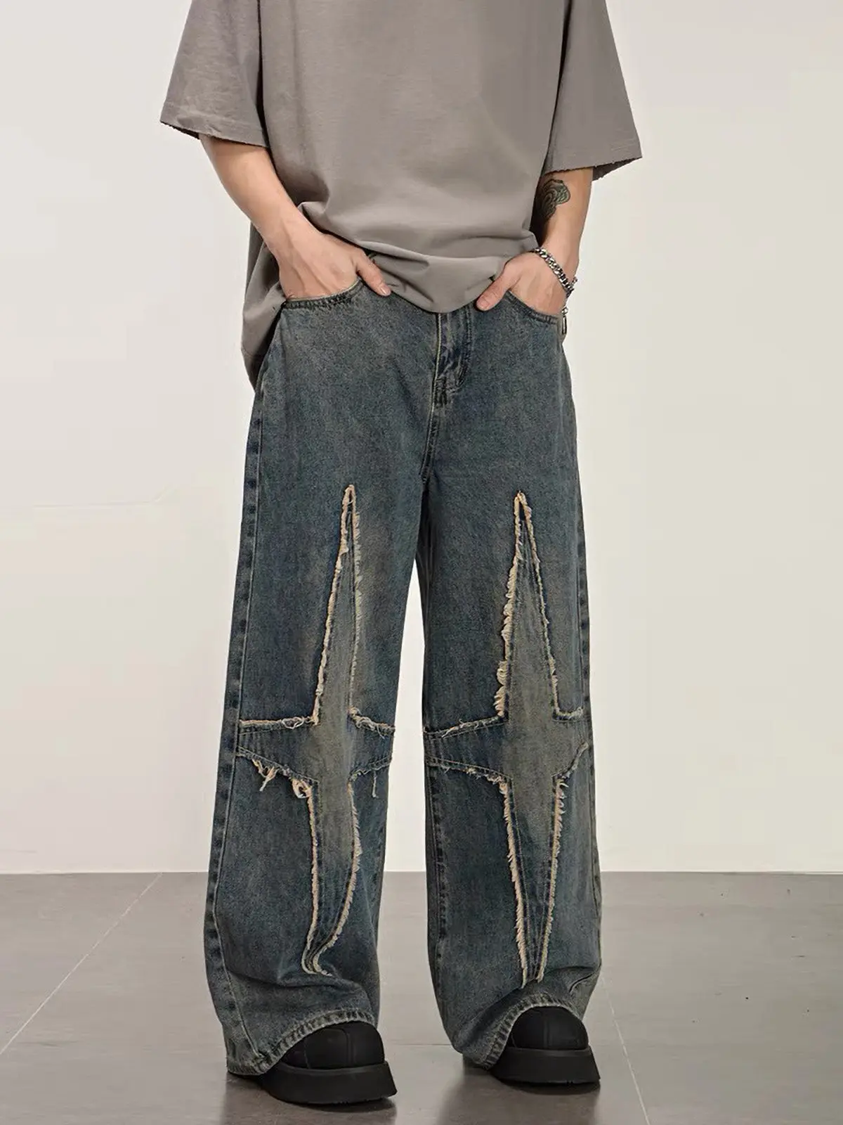 High Street Star Washed Jeans - 2150 - Image 4