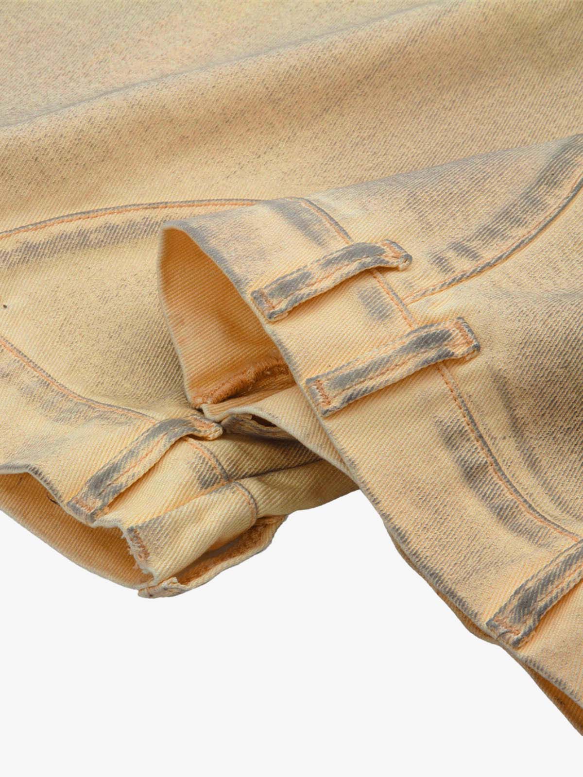 Washed Distressed Detachable Scarf Barrel Jeans - 2550 - Image 11