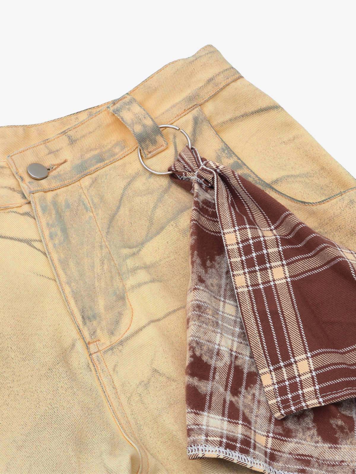 Washed Distressed Detachable Scarf Barrel Jeans - 2550 - Image 12