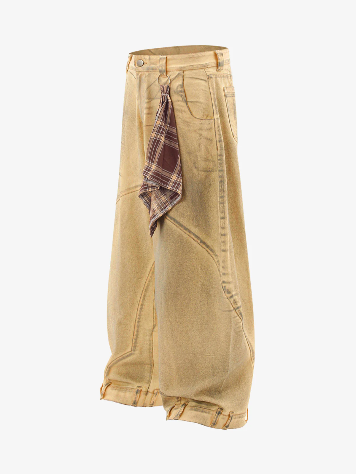 Washed Distressed Detachable Scarf Barrel Jeans - 2550 - Image 9