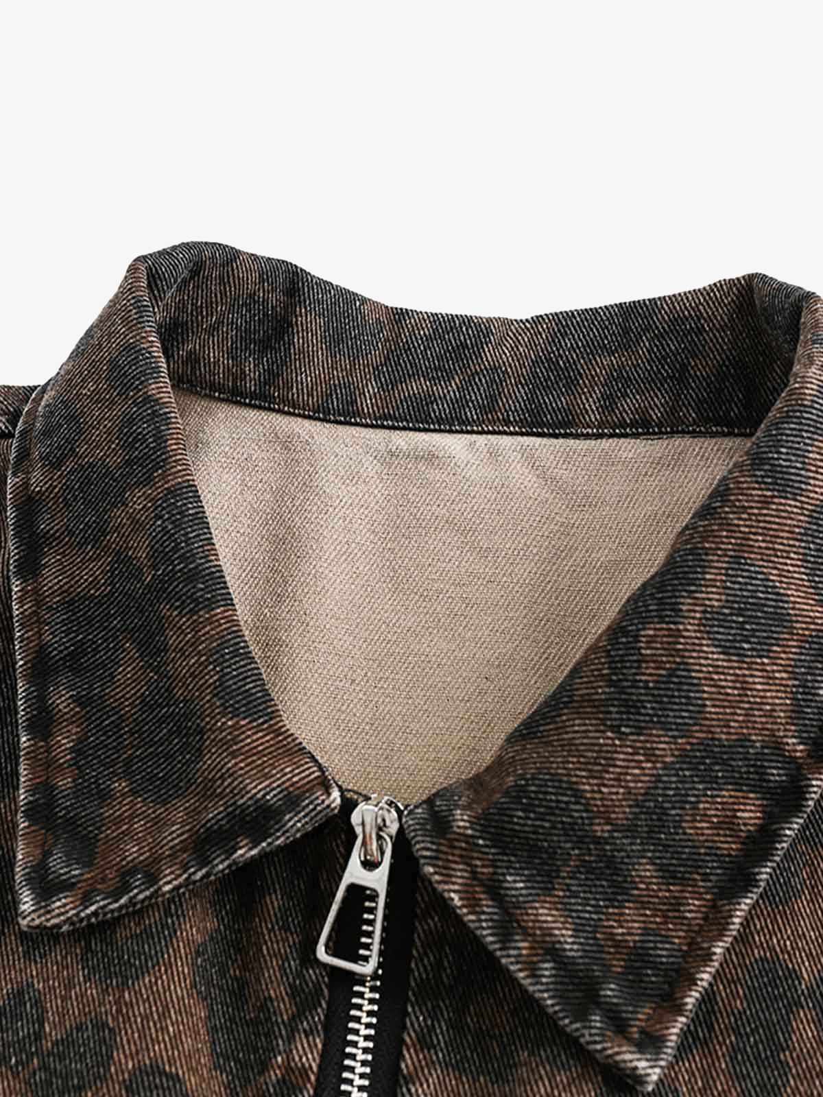 Vintage Washed Cheetah Denim Jacket - Image 11