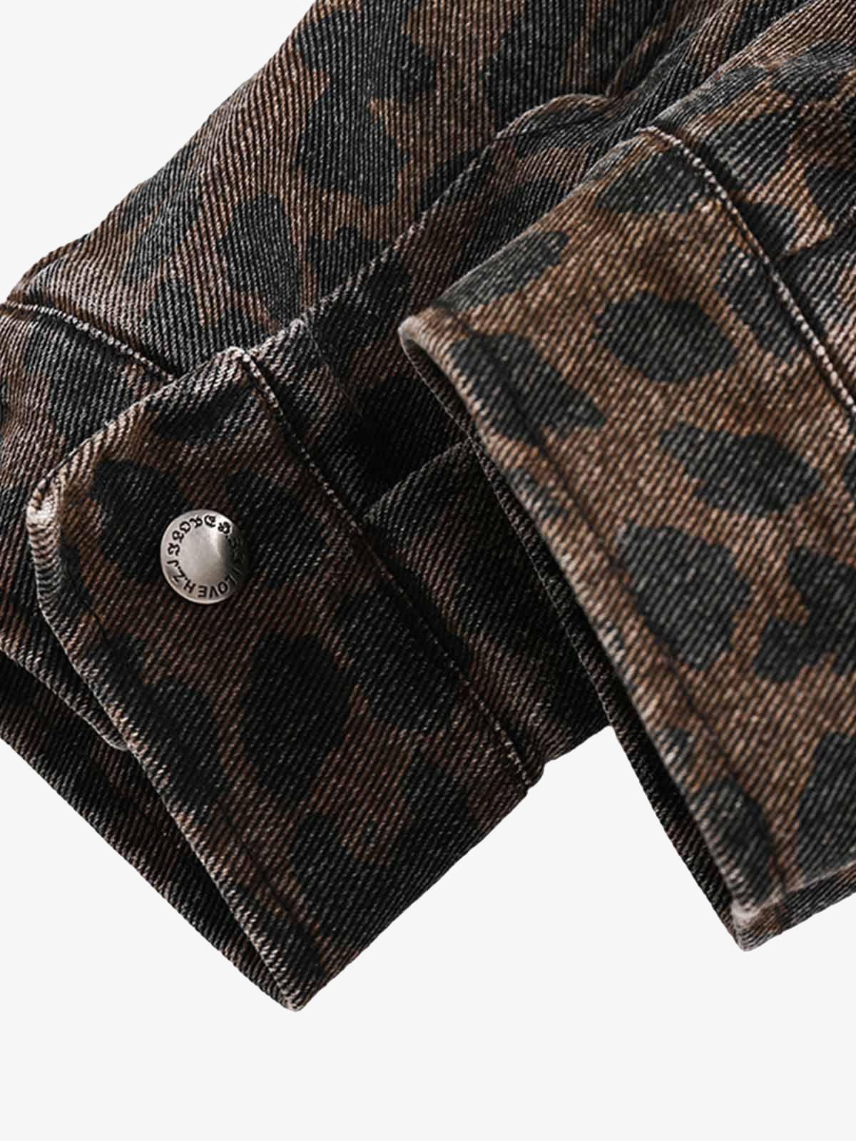 Vintage Washed Cheetah Denim Jacket - Image 15