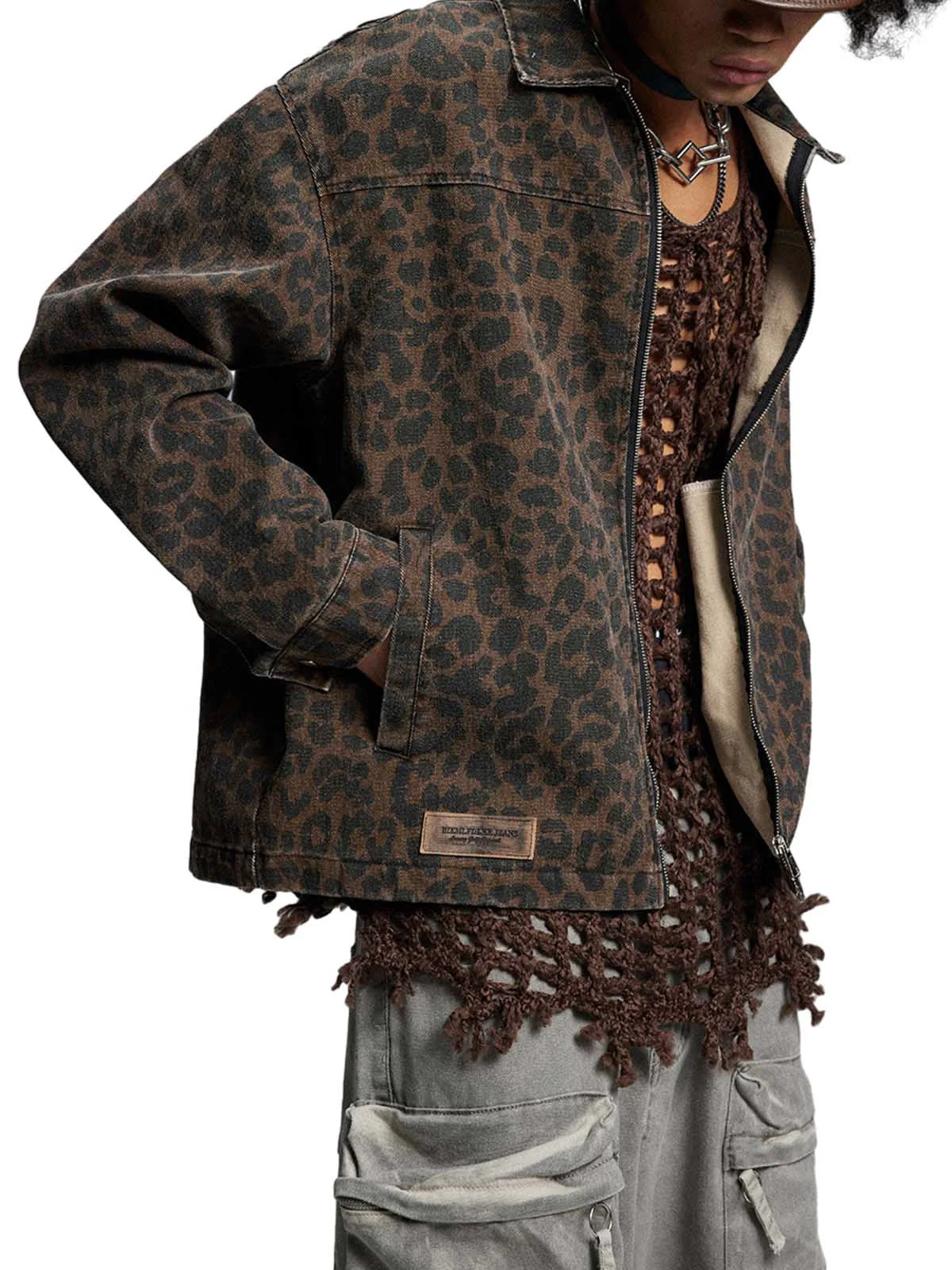 Vintage Washed Cheetah Denim Jacket - Image 2