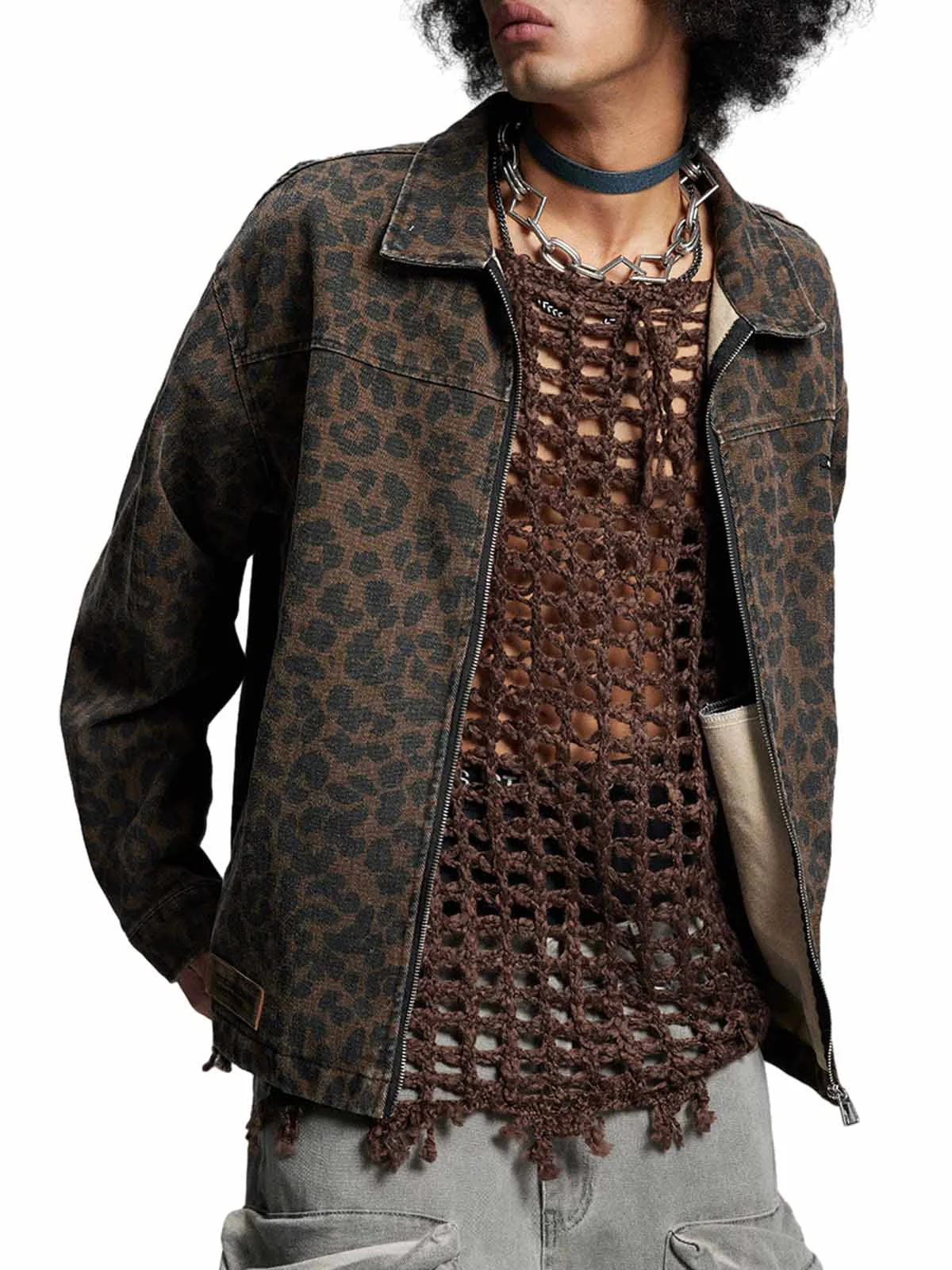 Vintage Washed Cheetah Denim Jacket - Image 3