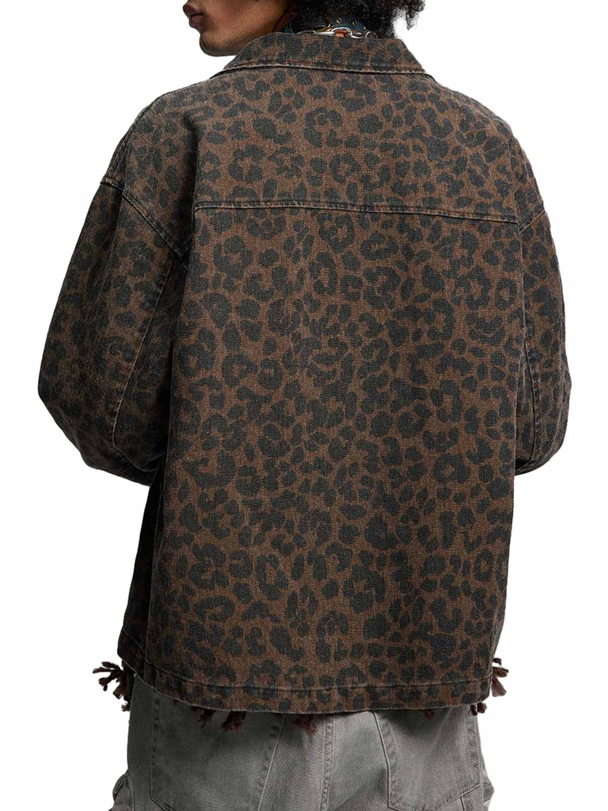 Vintage Washed Cheetah Denim Jacket - Image 4
