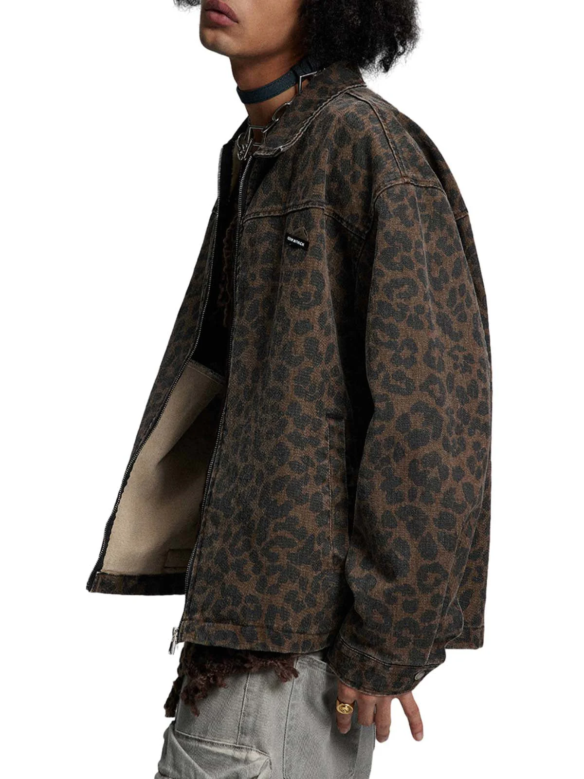 Vintage Washed Cheetah Denim Jacket - Image 5