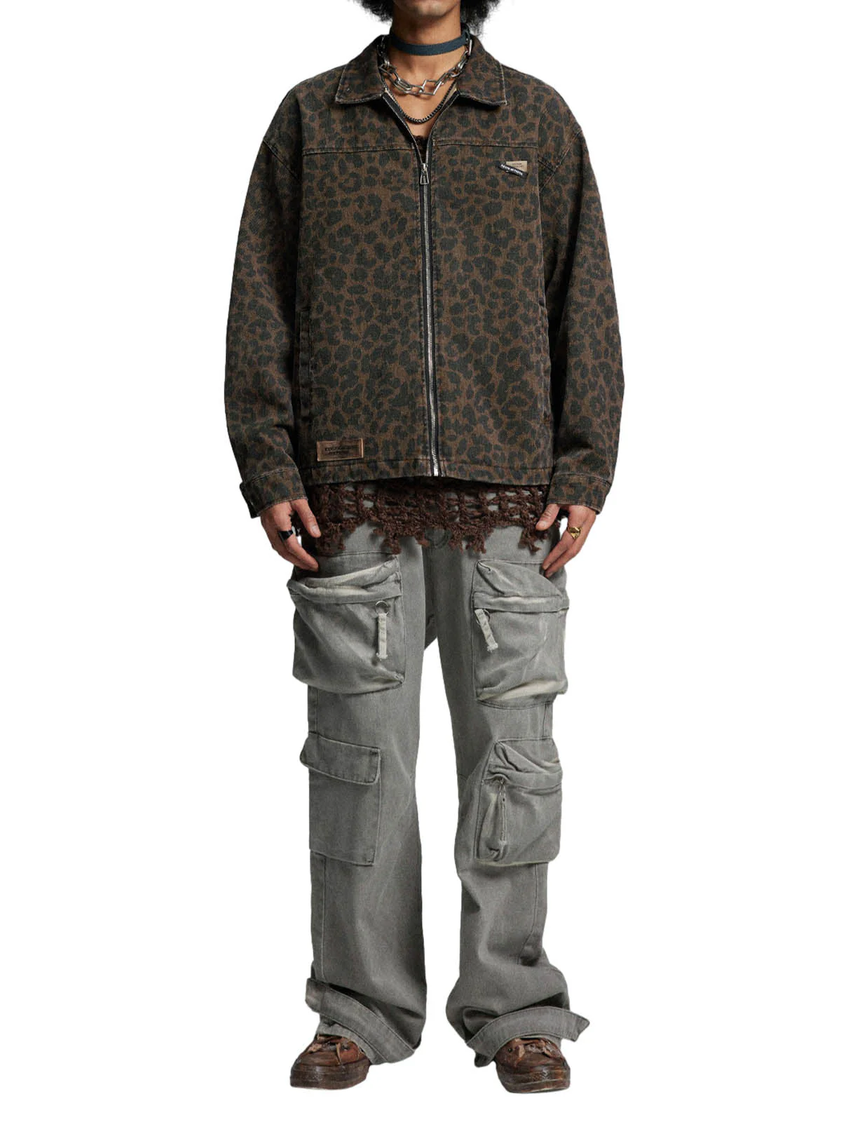 Vintage Washed Cheetah Denim Jacket - Image 8