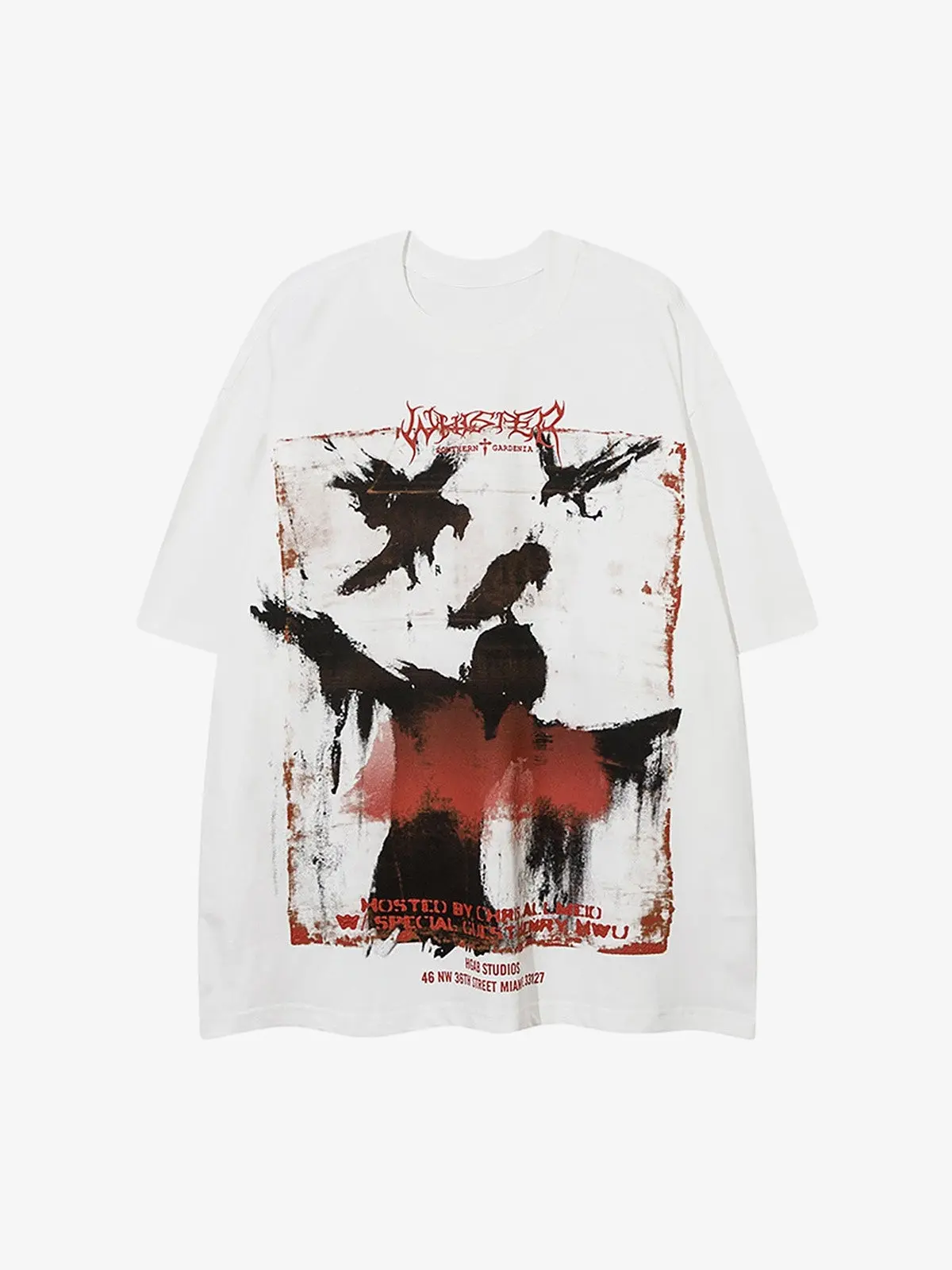 Crow Erosion Shadow Hip-Hop T-shirt - 2090 - Image 3