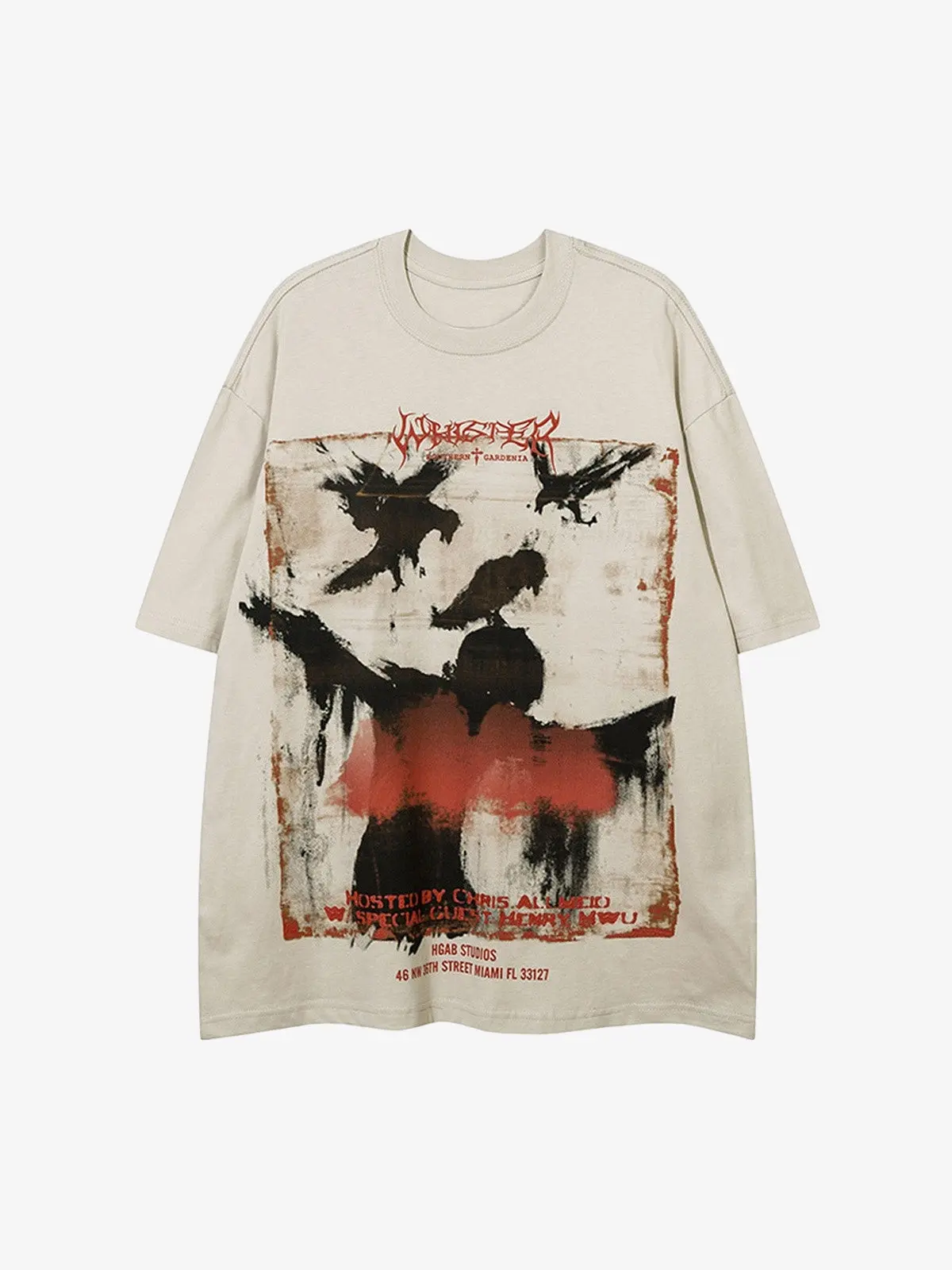 Crow Erosion Shadow Hip-Hop T-shirt - 2090 - Image 4