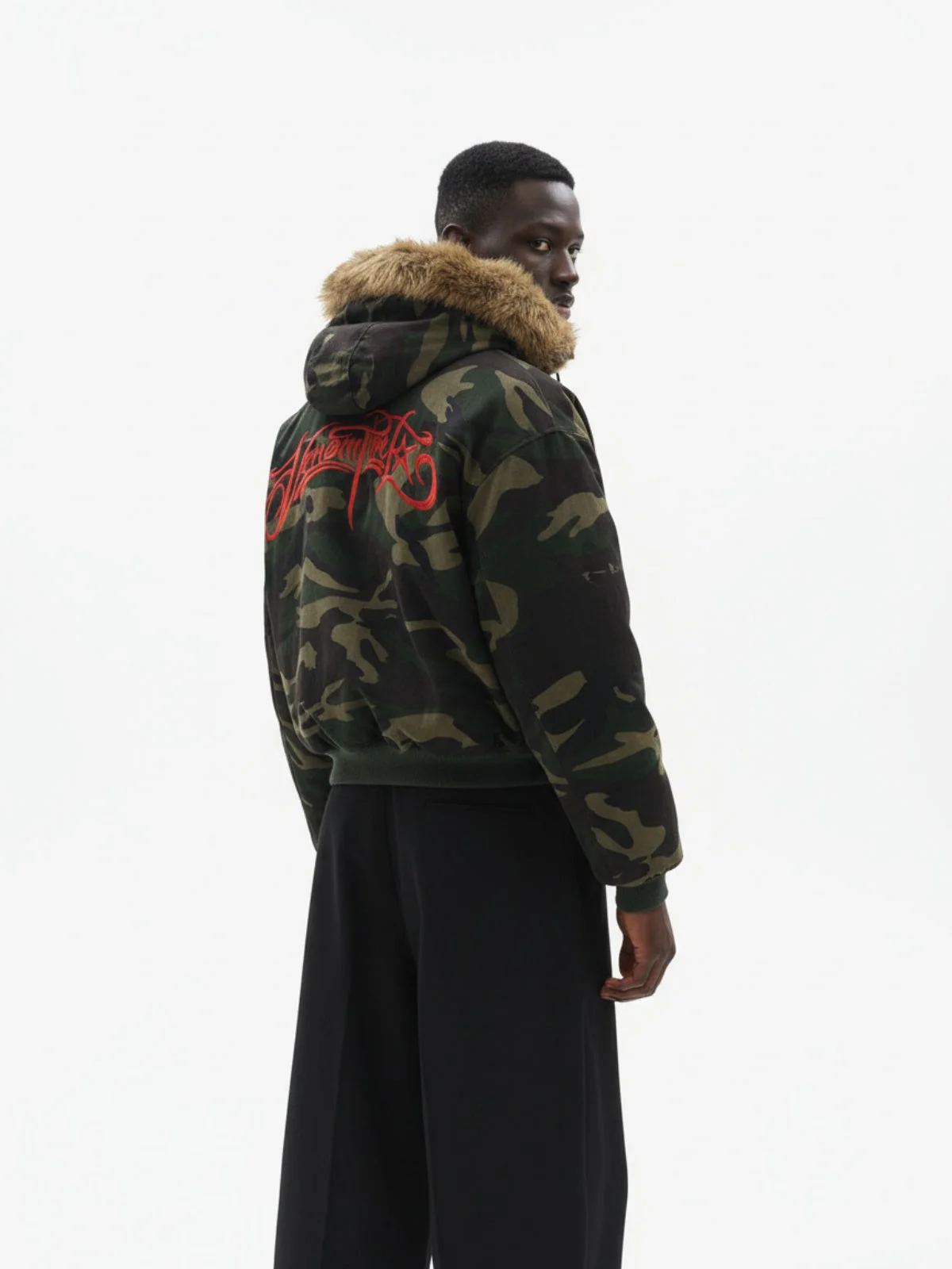 Embroidered Detachable Fur Hooded Jacket - 2546 - Image 3