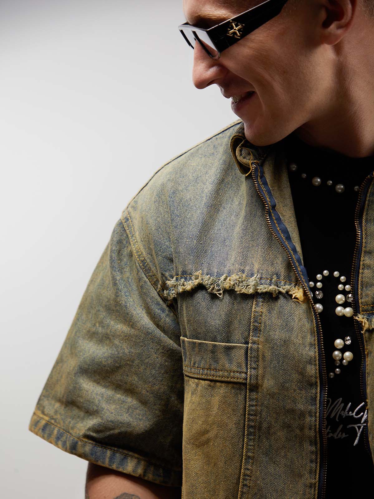 Denim Distressed Ripped Suit - 2460 - Image 10
