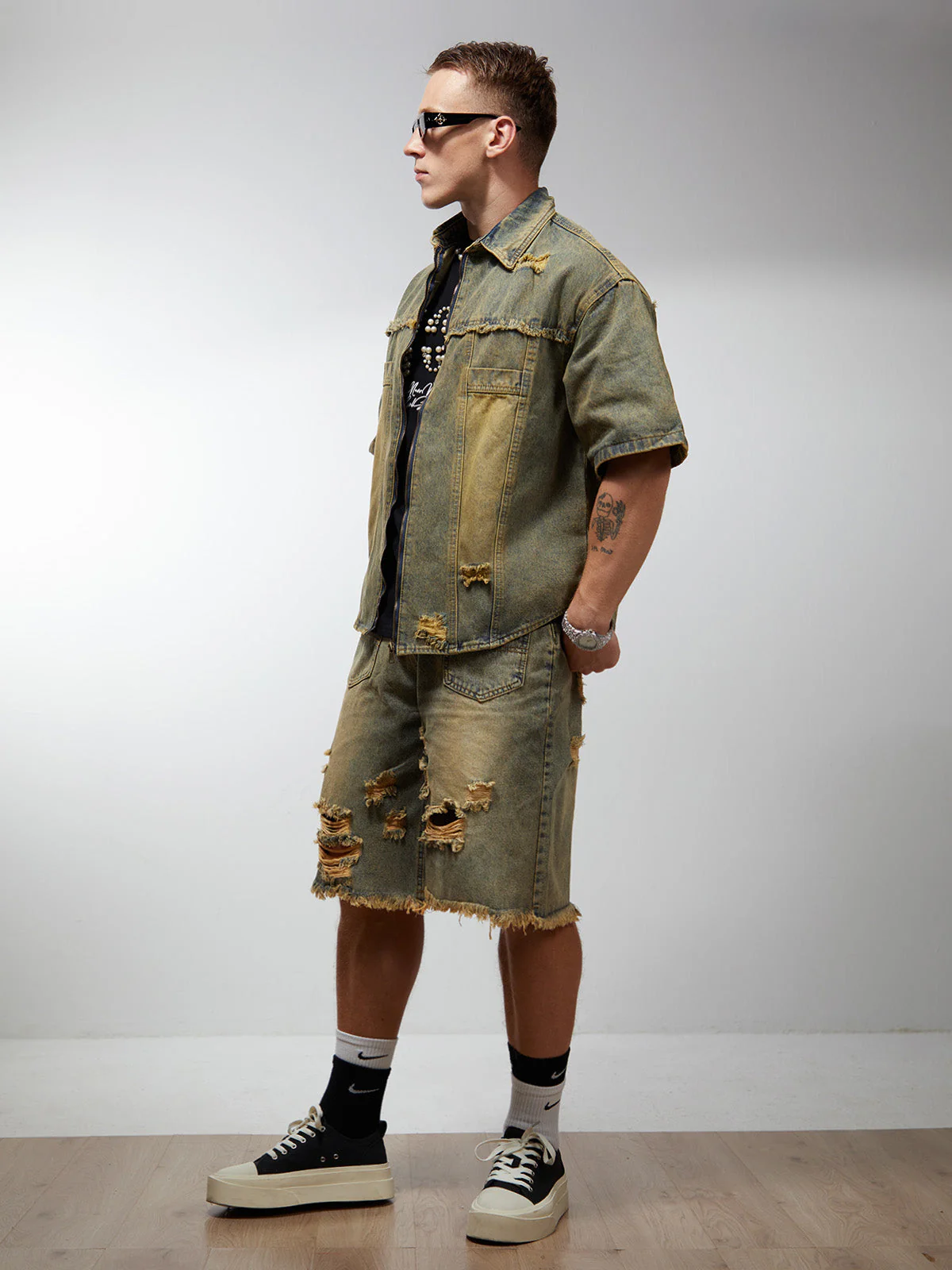 Denim Distressed Ripped Suit - 2460 - Image 9