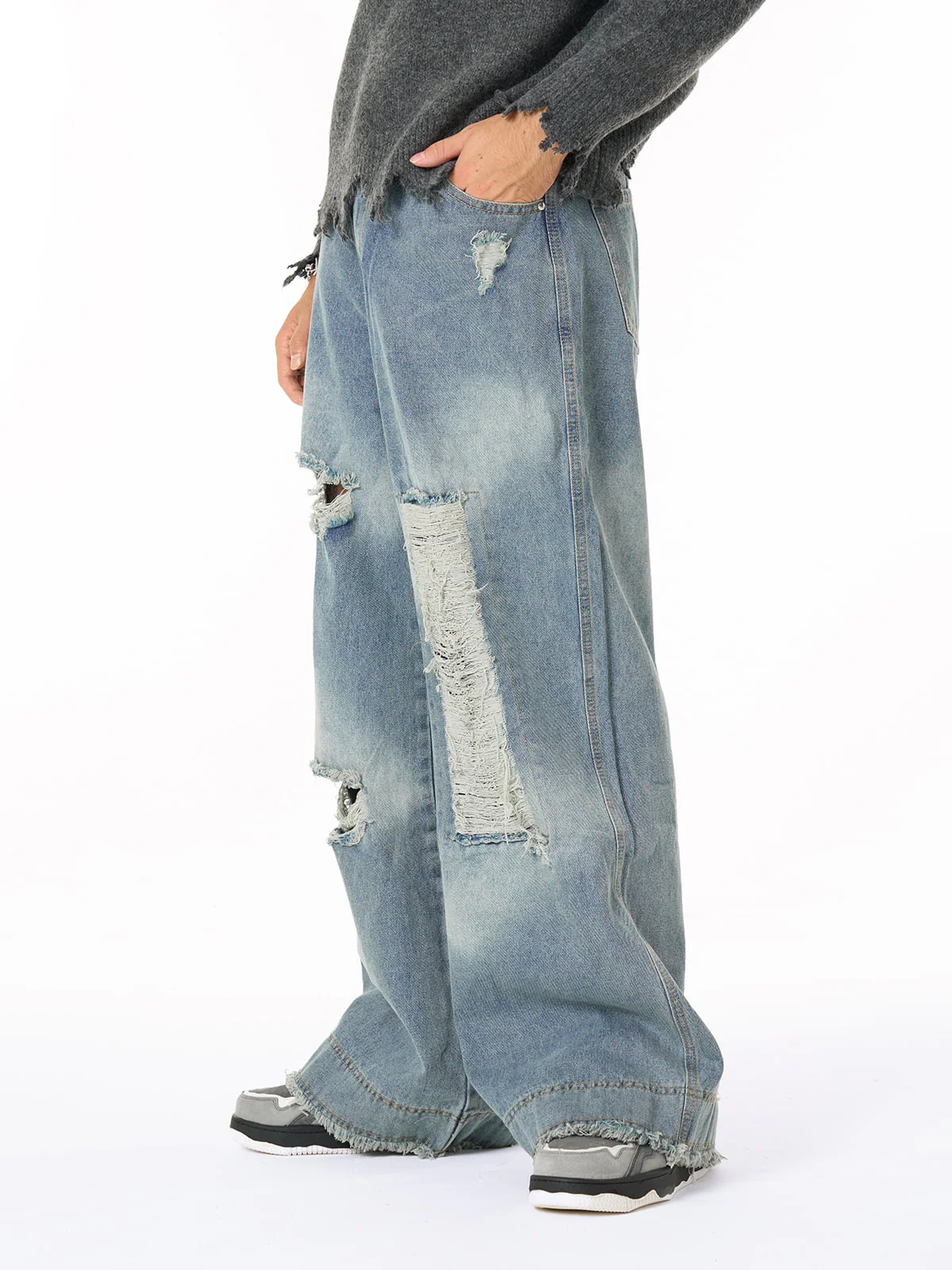 Thesupermade Washed Ripped Baggy Jeans - Image 3