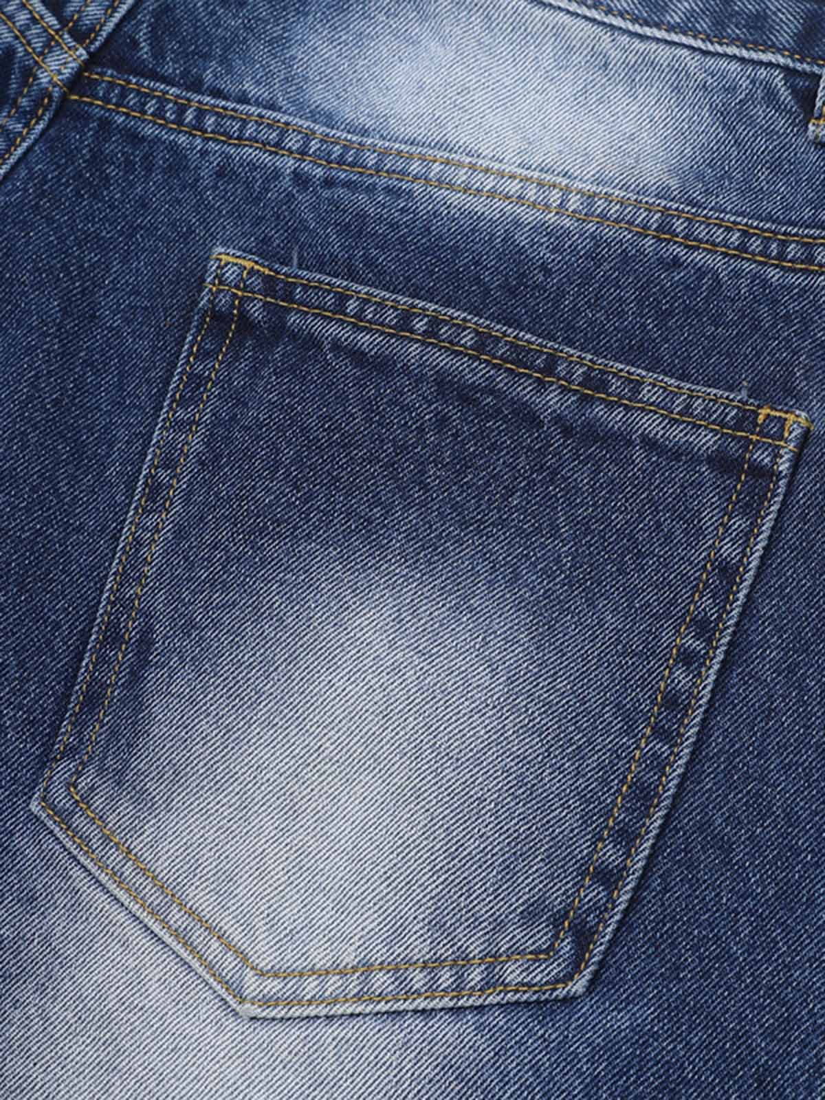 Distressed Washed Workwear Denim Shirt And Jorts Set - Image 9