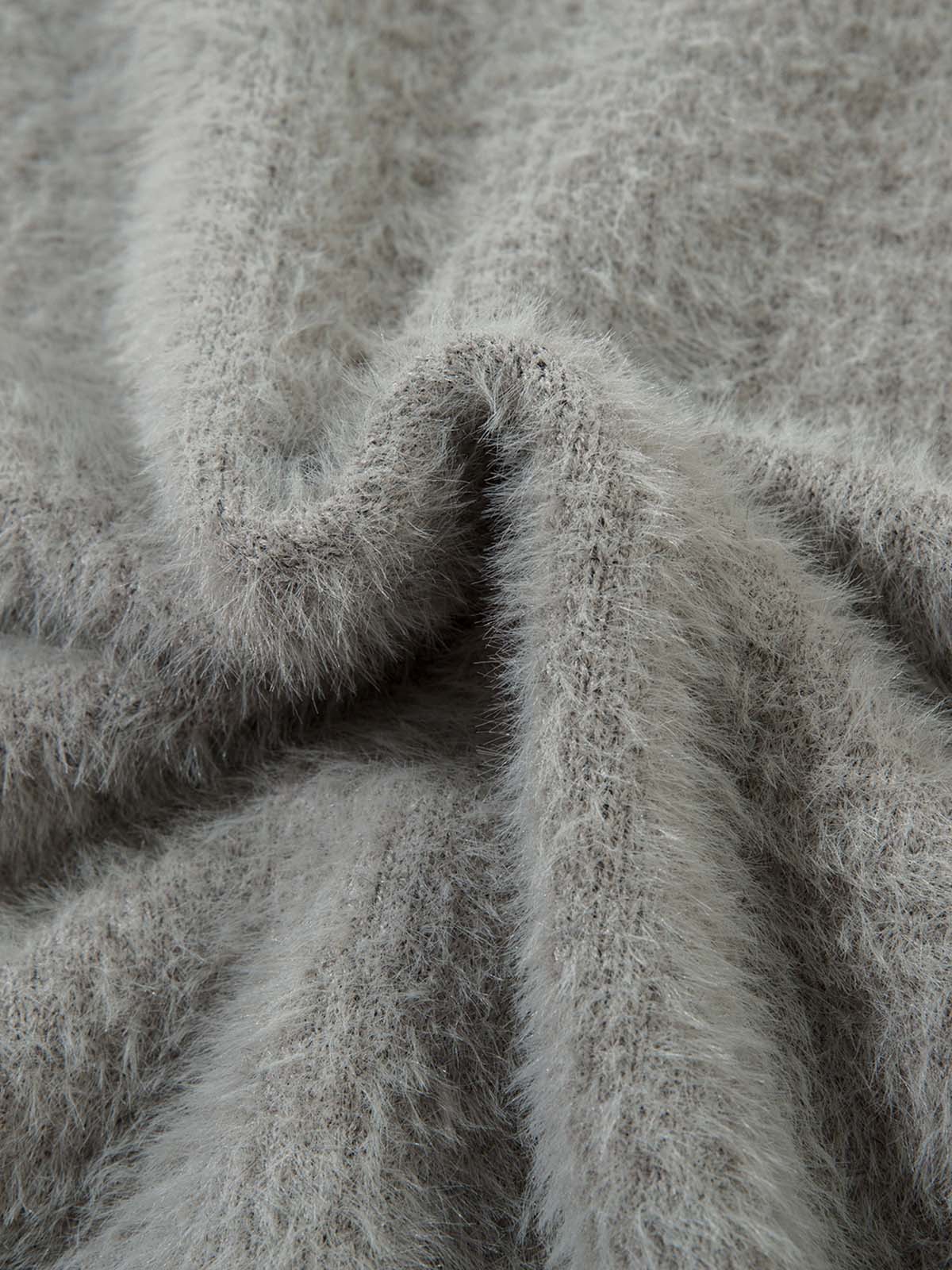 Thesupermade Lightning Graphic Imitation Mink Fur Zip Up Sweater - Image 4