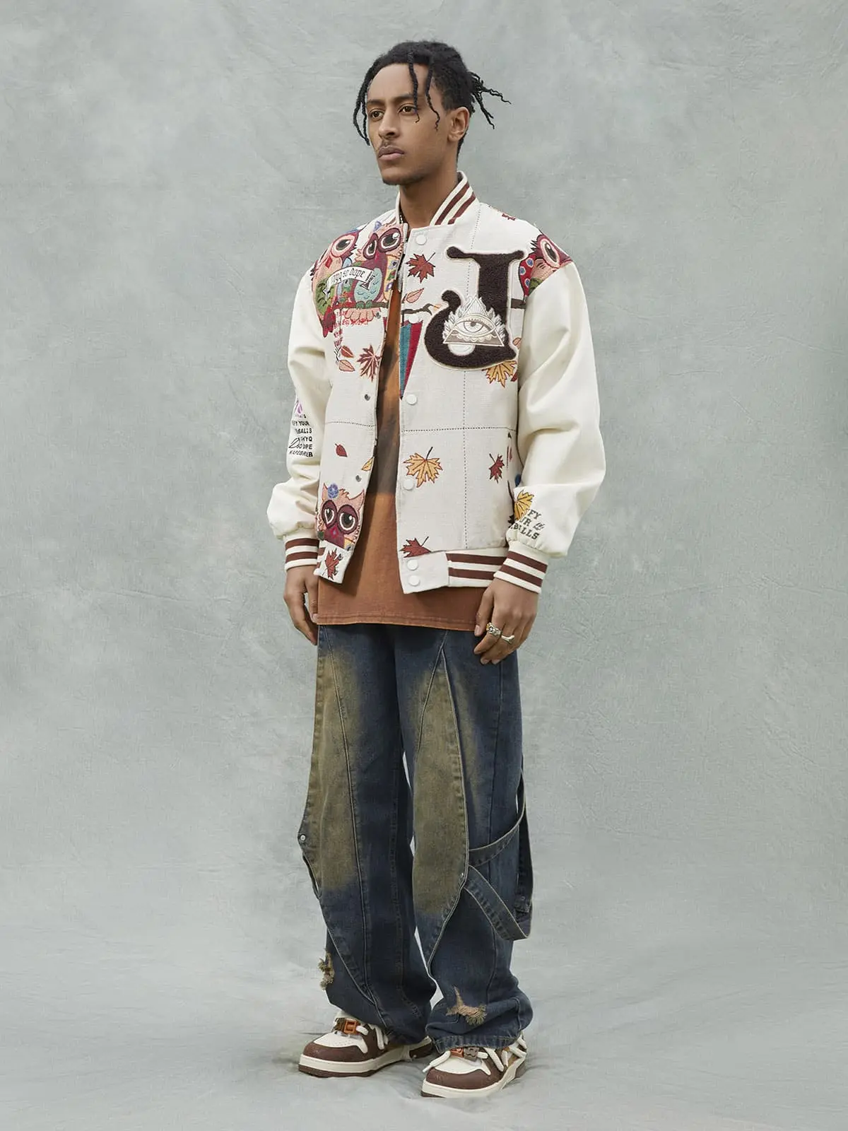 Thesupermade Owl Patch Embroidered Baseball Jersey - 2472 - Image 6