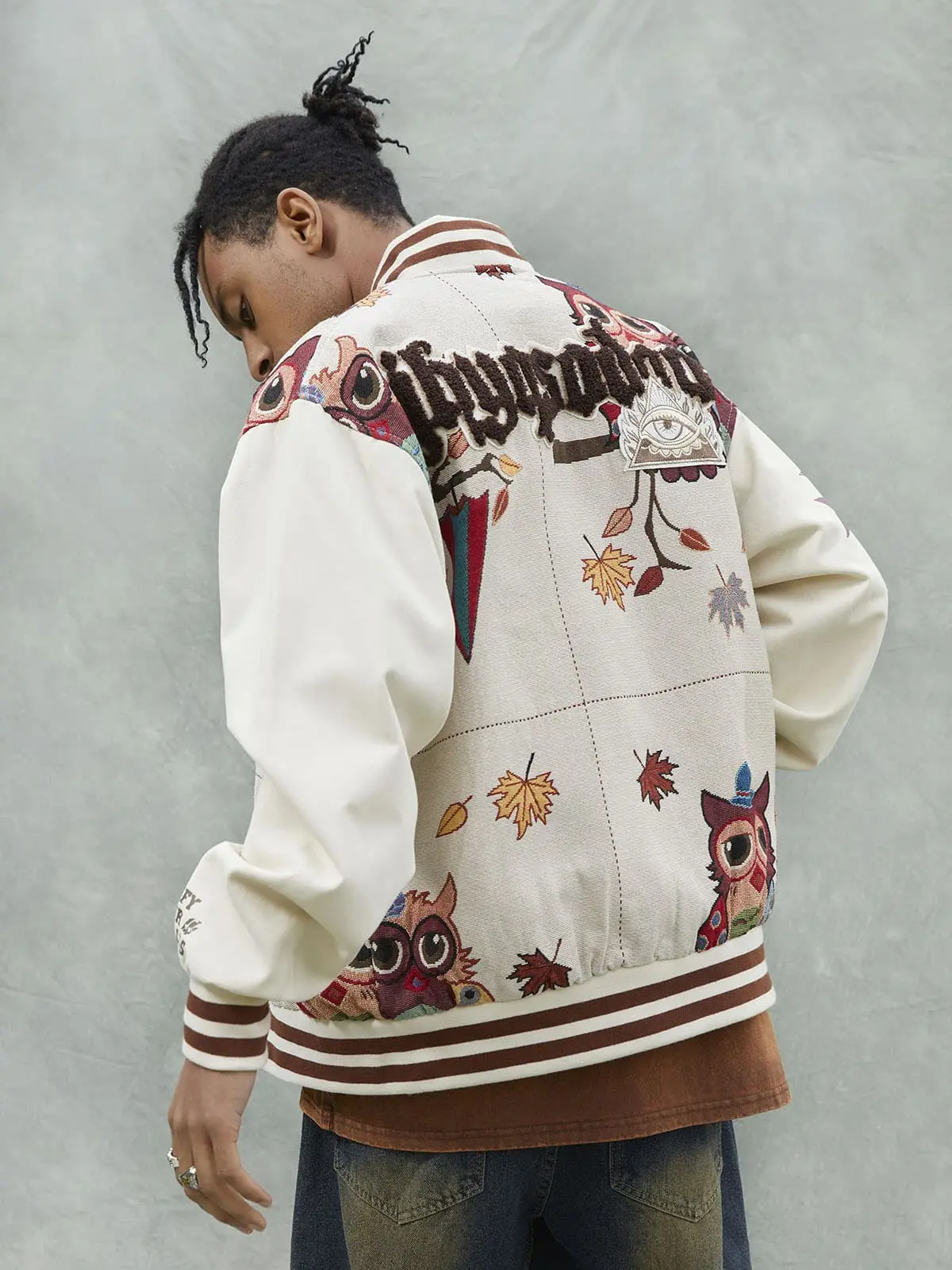 Thesupermade Owl Patch Embroidered Baseball Jersey - 2472 - Image 8
